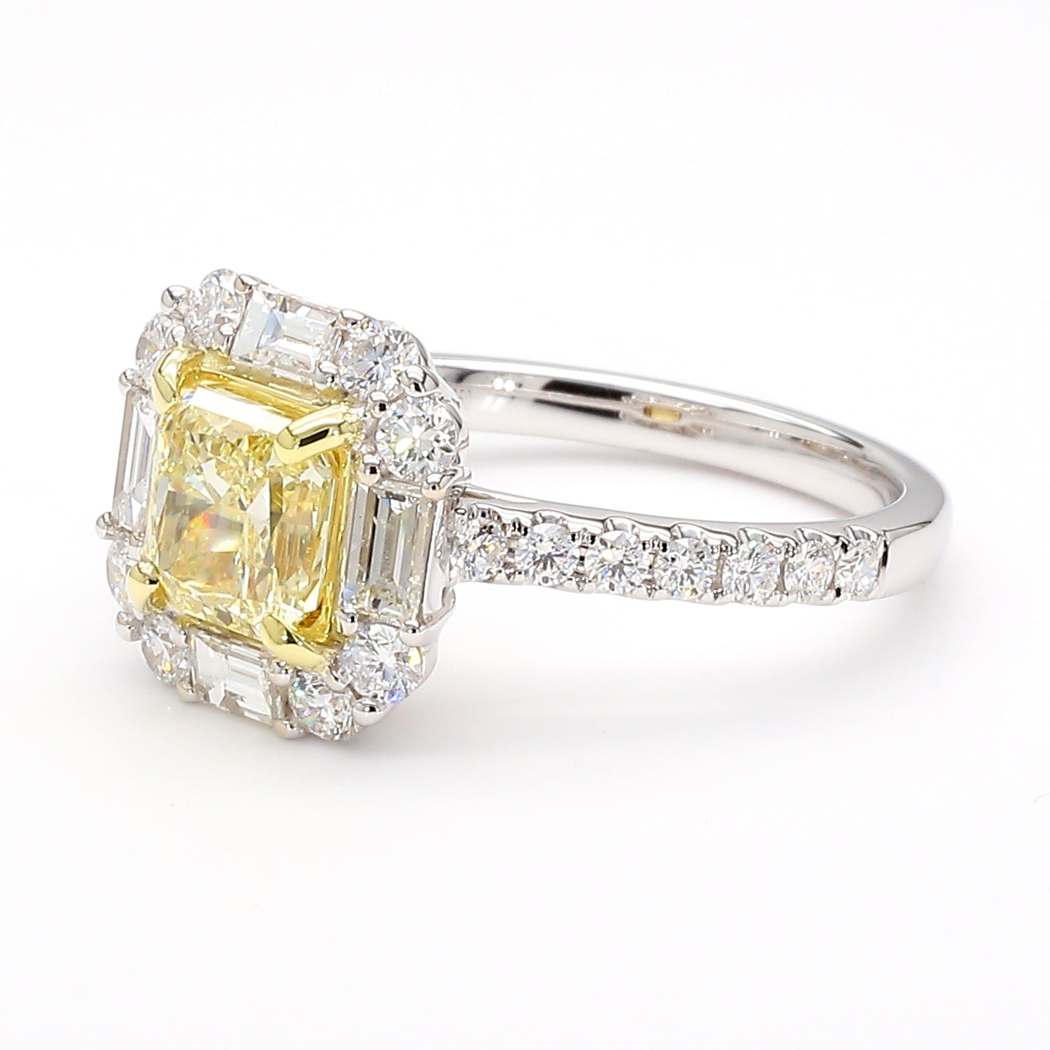 Natural Yellow Radiant Diamond Ring Gia Certified