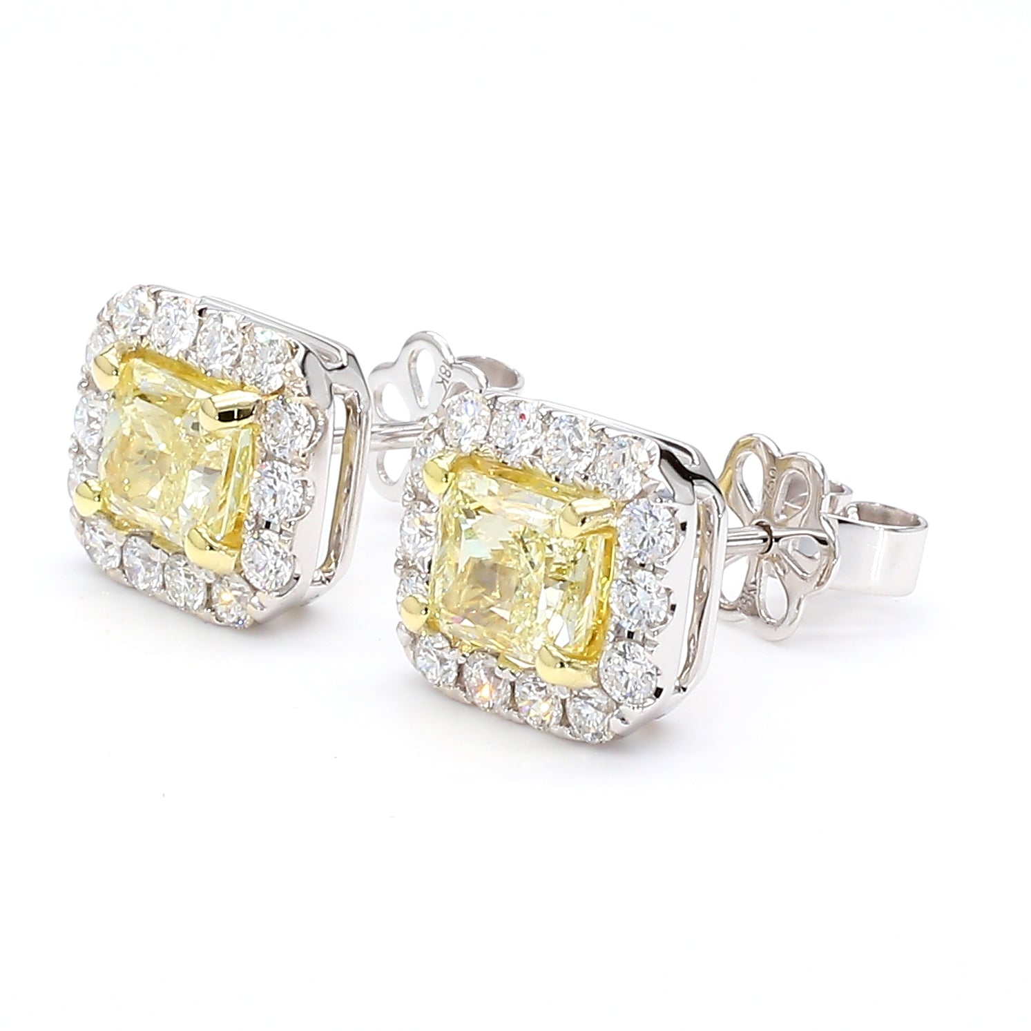 Natural Yellow Radiant Diamond Earring Gia Certified