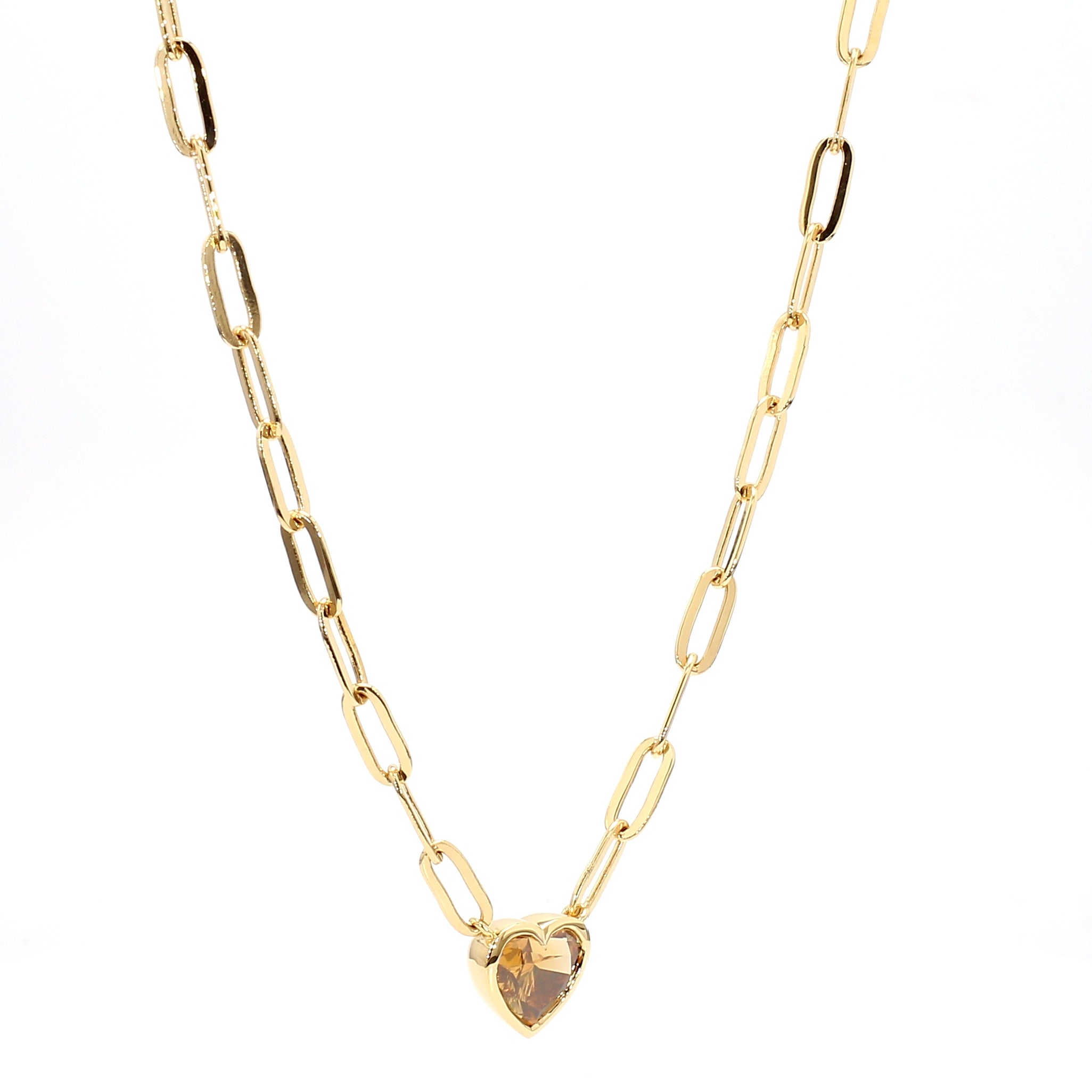 Natural Orange Heart Diamond Necklace | GIA Certified