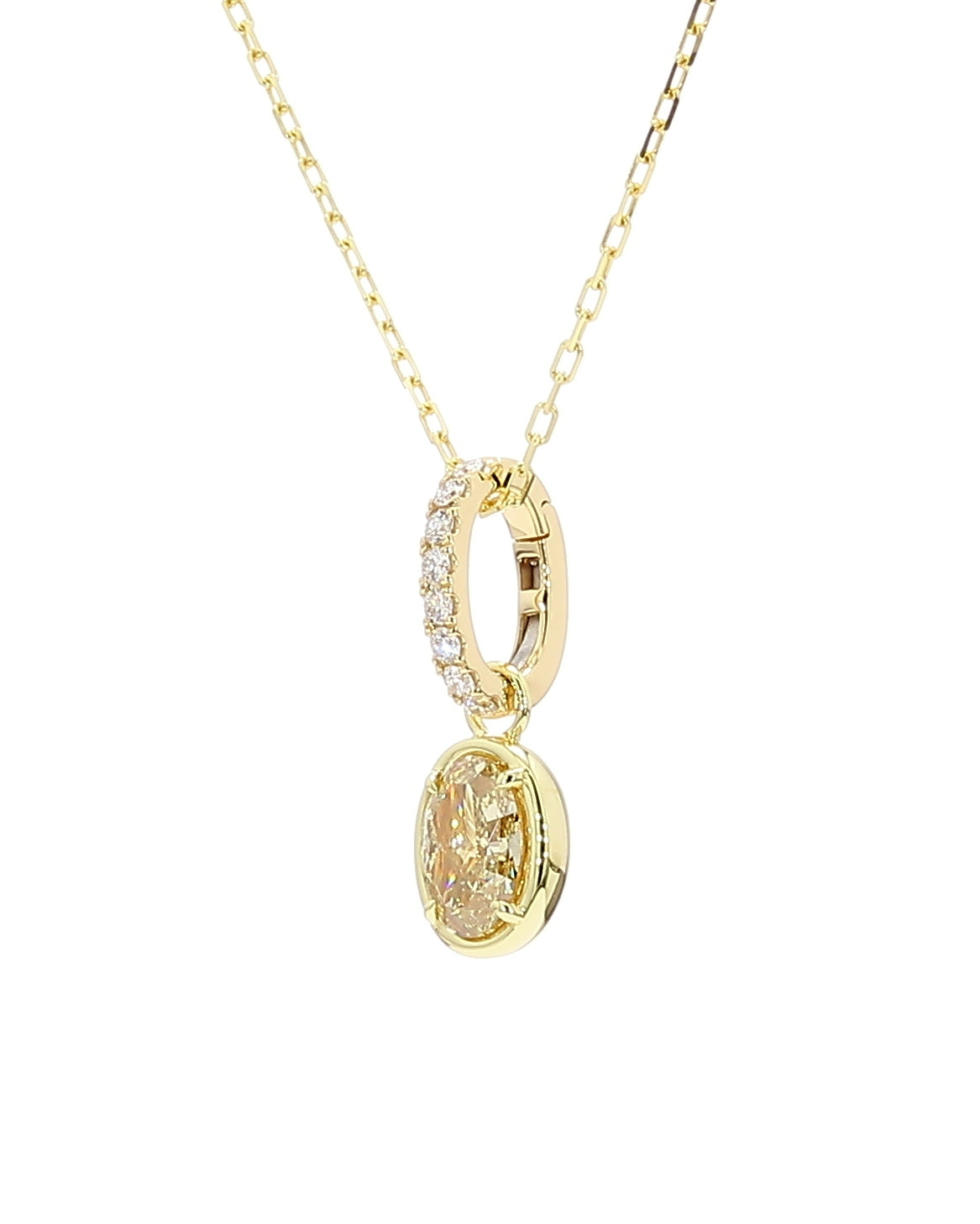 Natural Yellow Oval Diamond Pendant Gia Certified