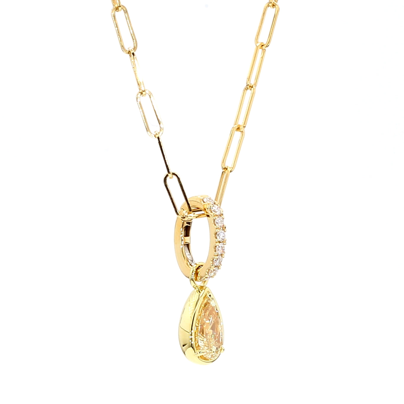 Natural Yellow Pear Diamond Pendant Gia Certified