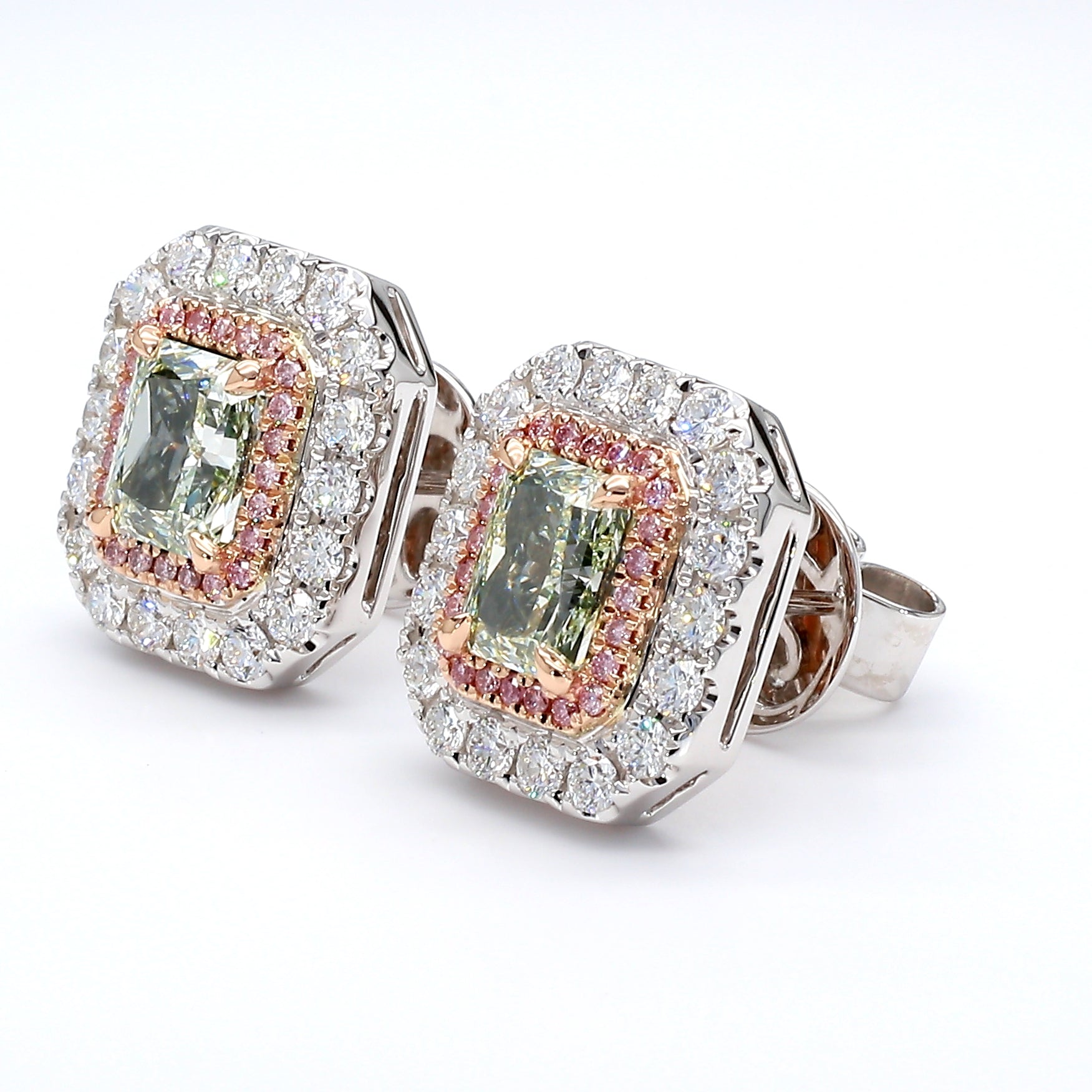 Natural Green Radiant Diamond Earring Gia CERTIFIED