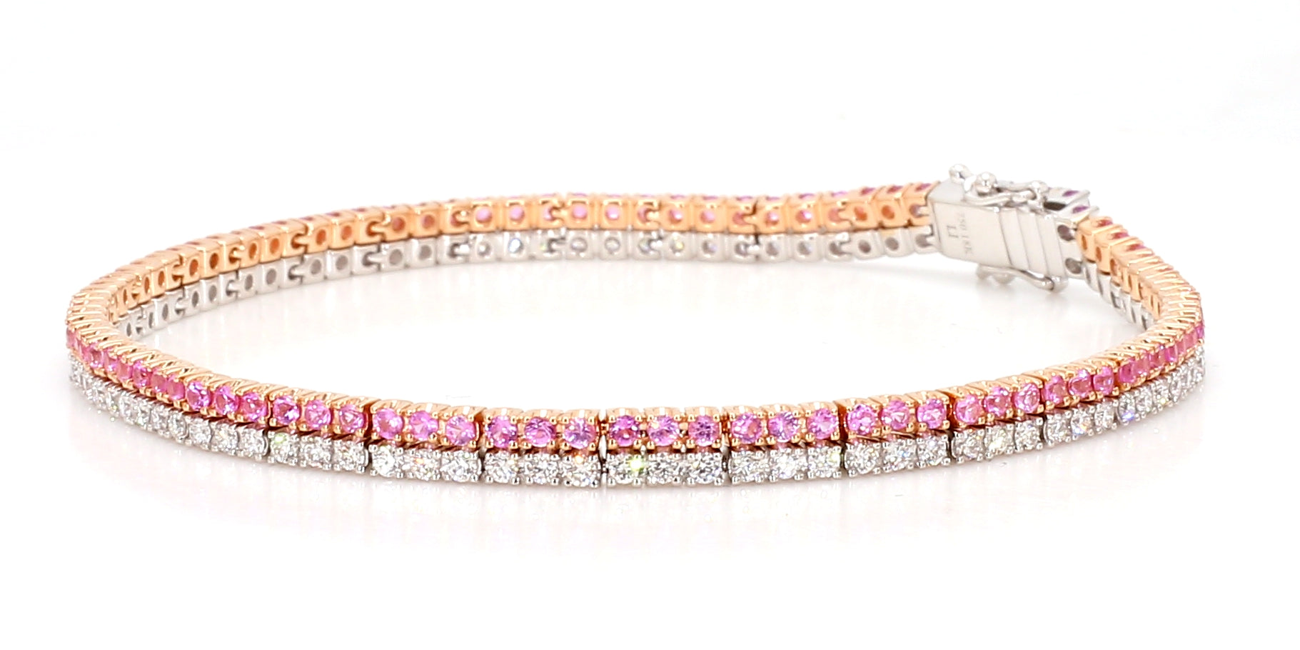 Natural Blue Round Sapphire & White Diamond Bracelet