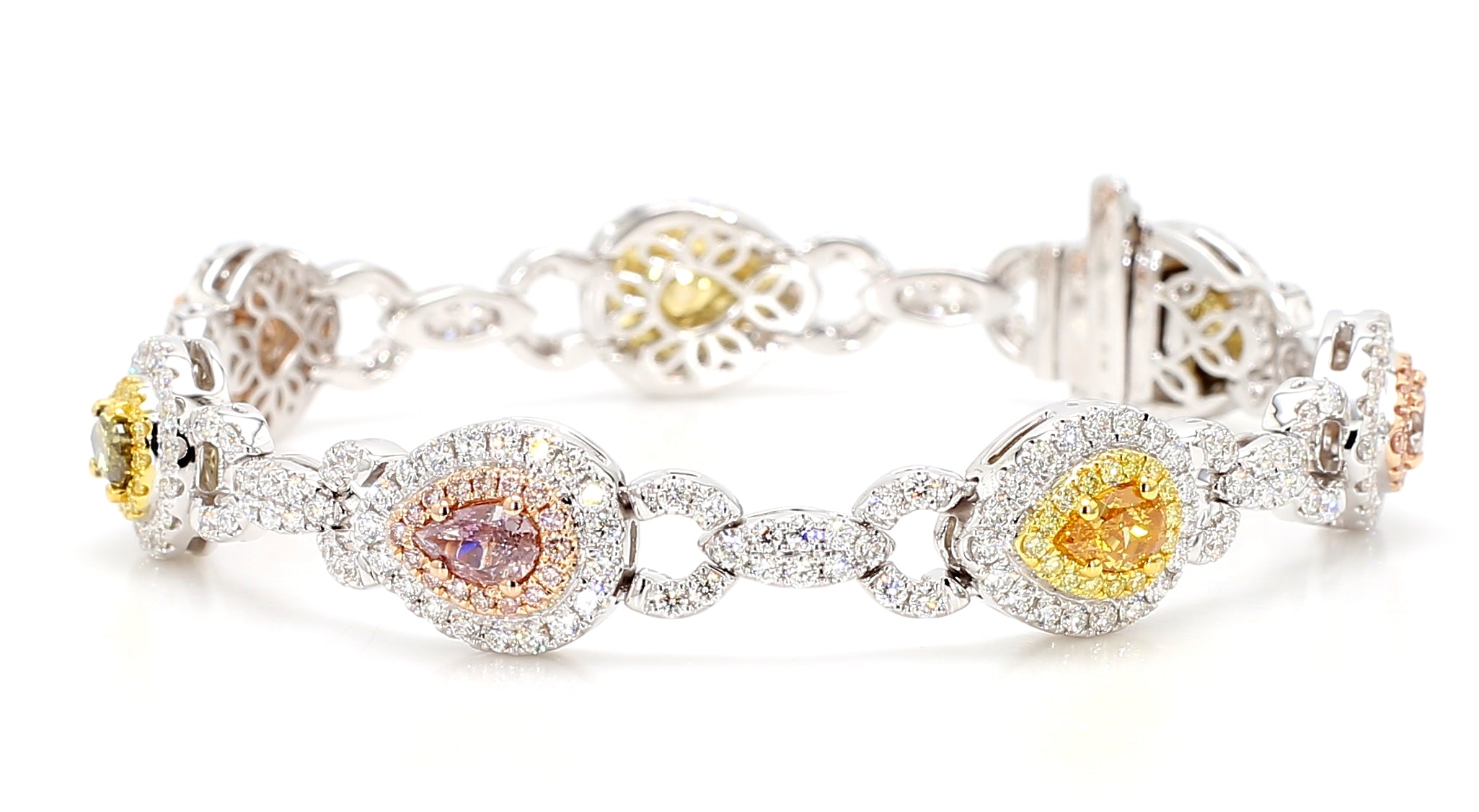 Natural Pink Pear Diamond Bracelet Gia Certified