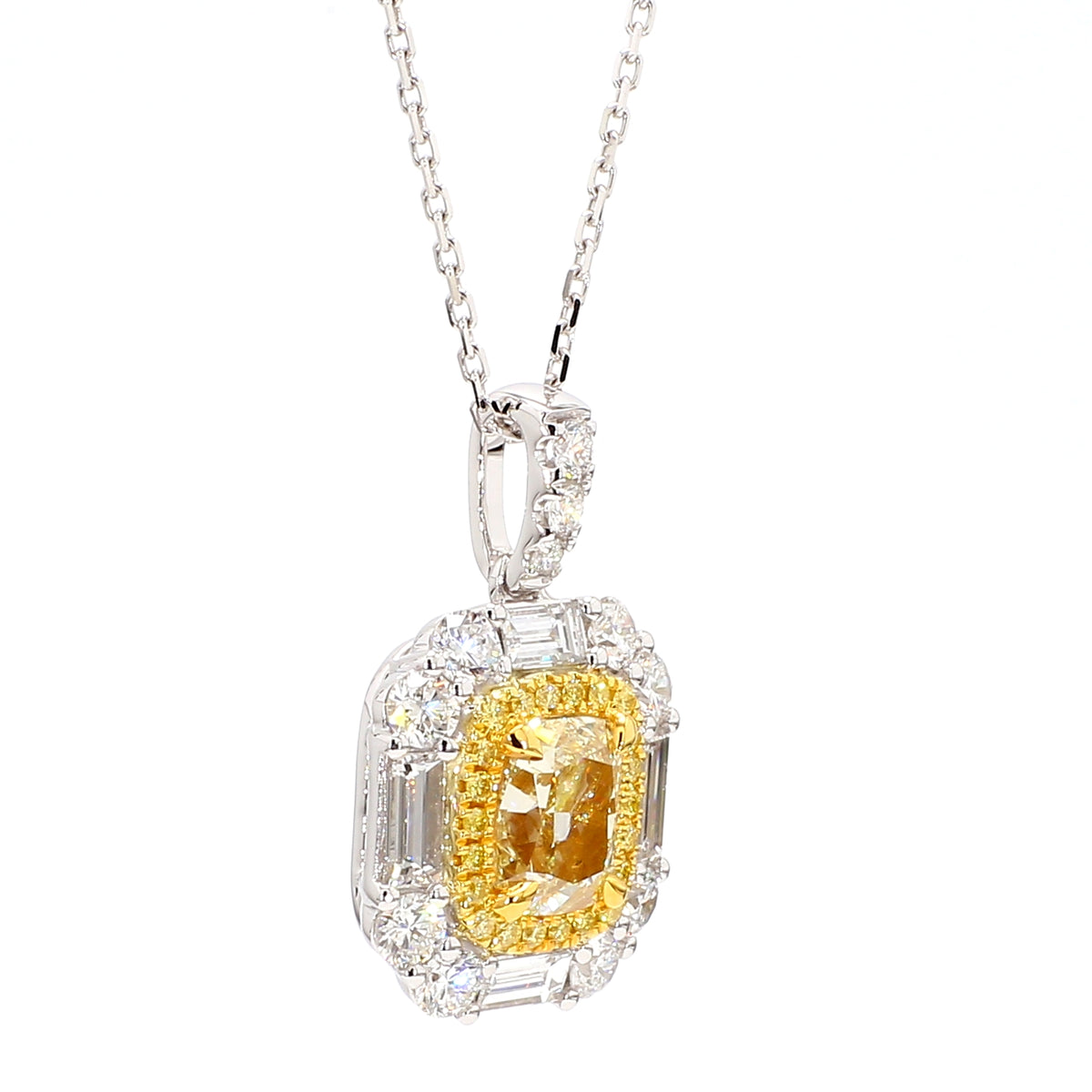 Natural Yellow Cushion Diamond Pendant | GIA Certified