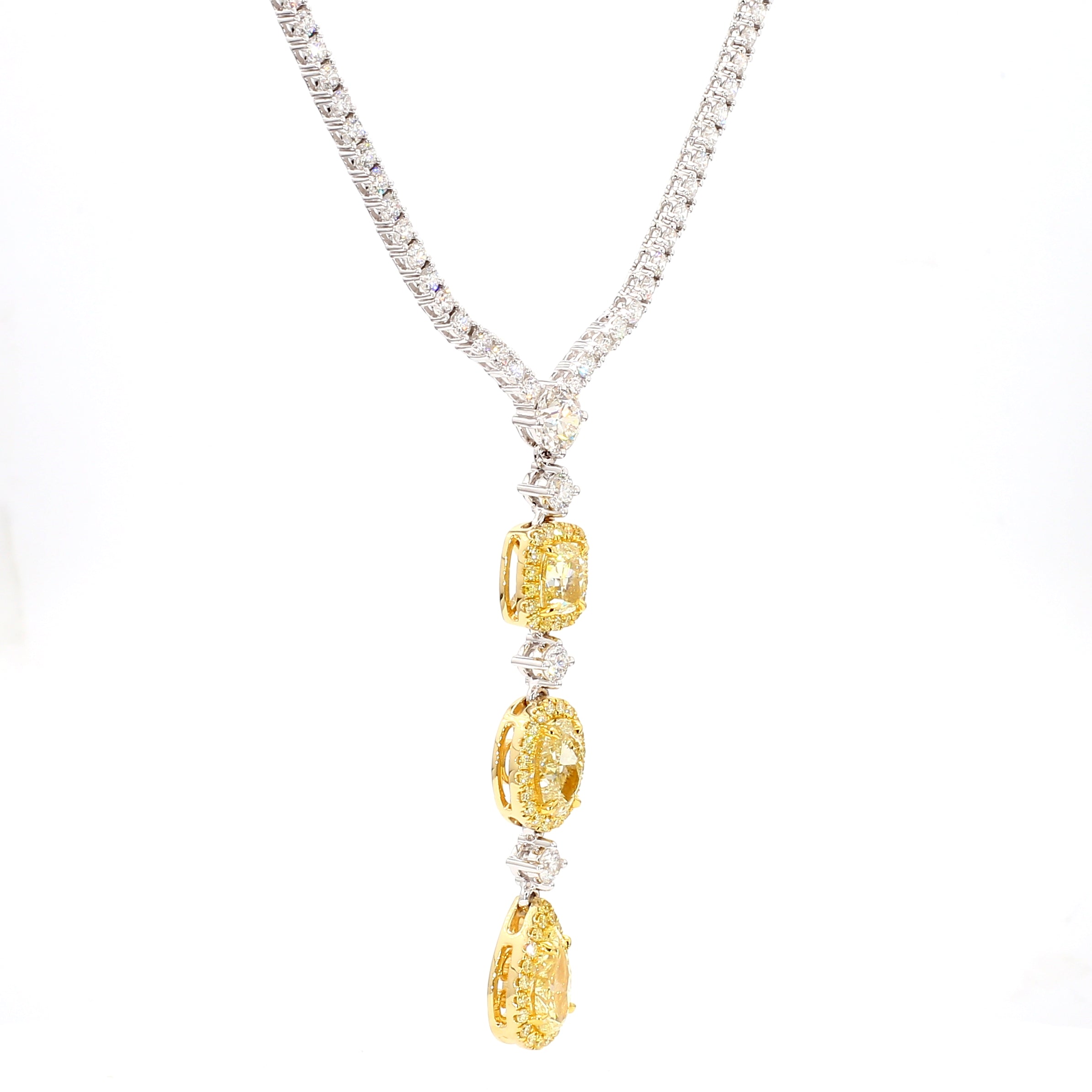 Natural Yellow Pear Diamond Necklace Gia Certified