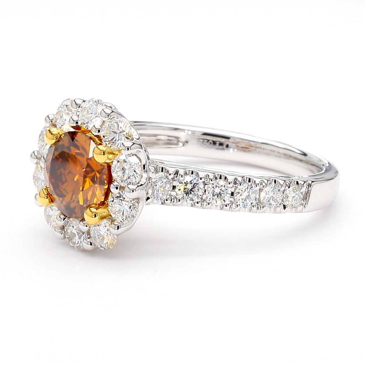 Natural Orange Round Diamond Ring | GIA Certified