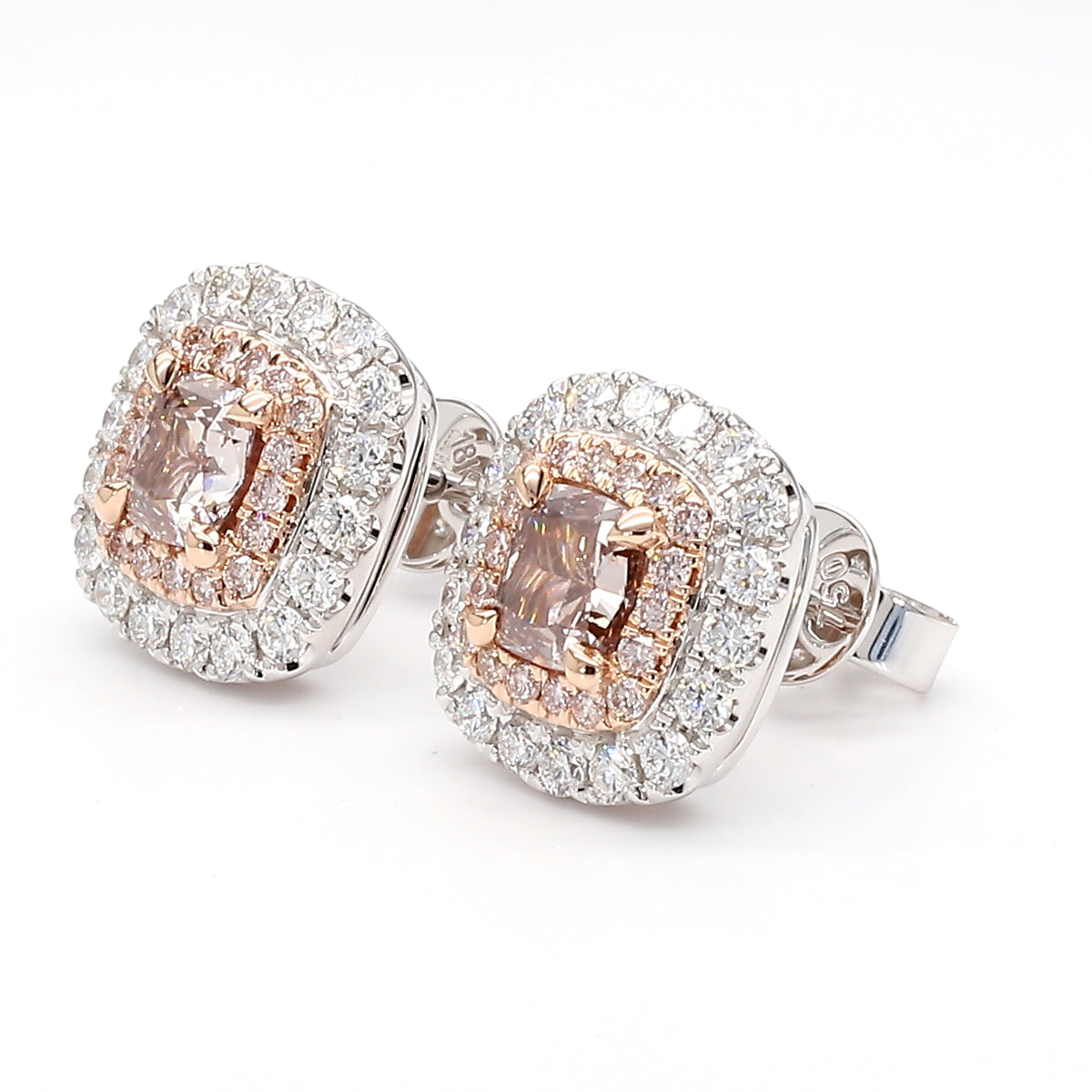 Natural Pink Cushion Diamond Earring | GIA Certified