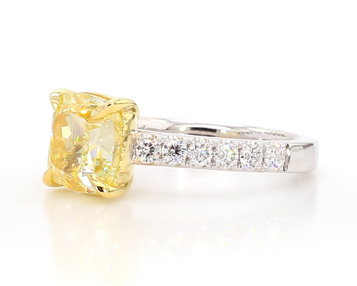 Natural Yellow Cushion Diamond Ring GIA Certified product image 2