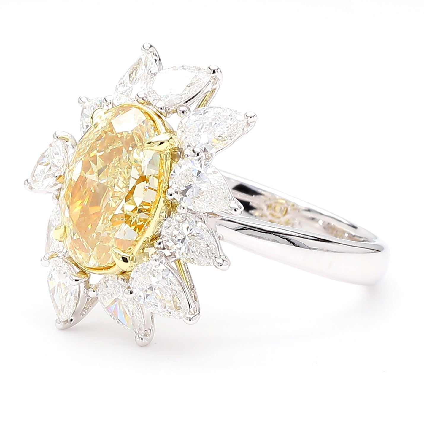 Natural Yellow Diamond Sunburst Ring | GIA Certified