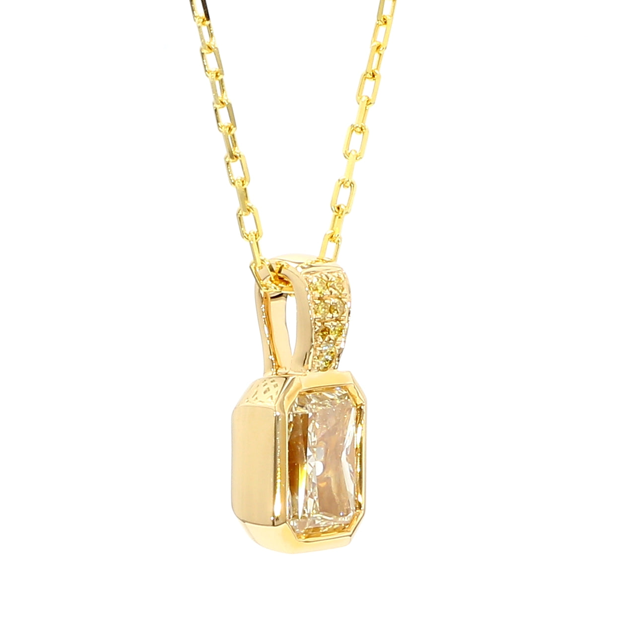 Natural Yellow Radiant Diamond Pendant Gia Certified