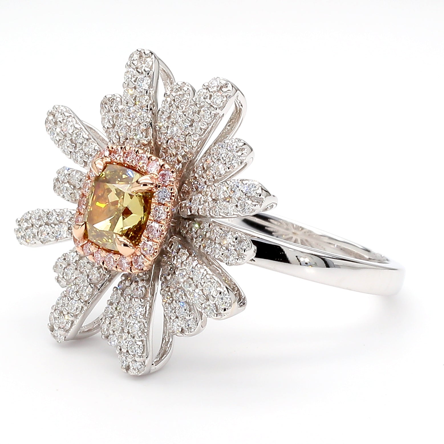 Natural Yellow Cushion Diamond Ring Gia Certified