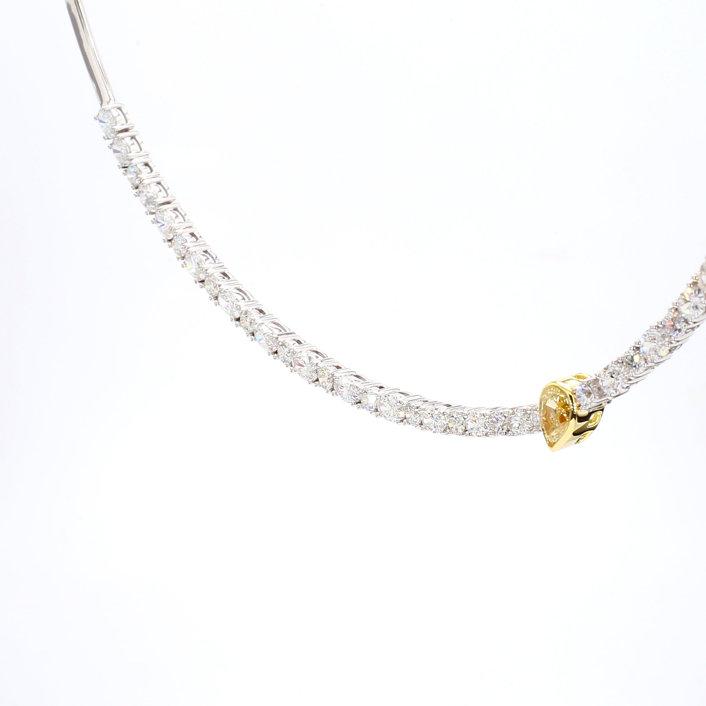 Natural Yellow Pear Diamond Necklace Gia Certified