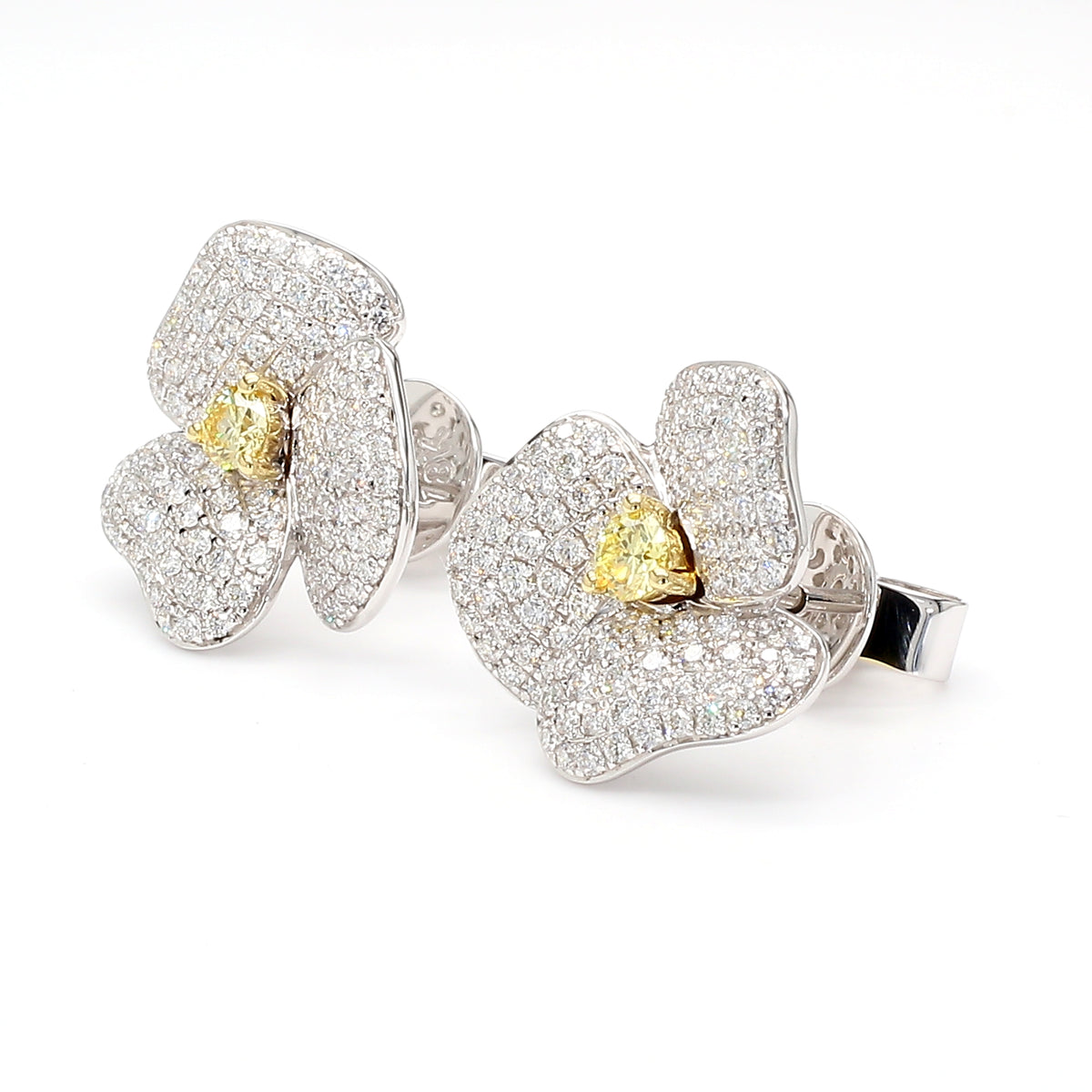 Natural Yellow Round Diamond Earring