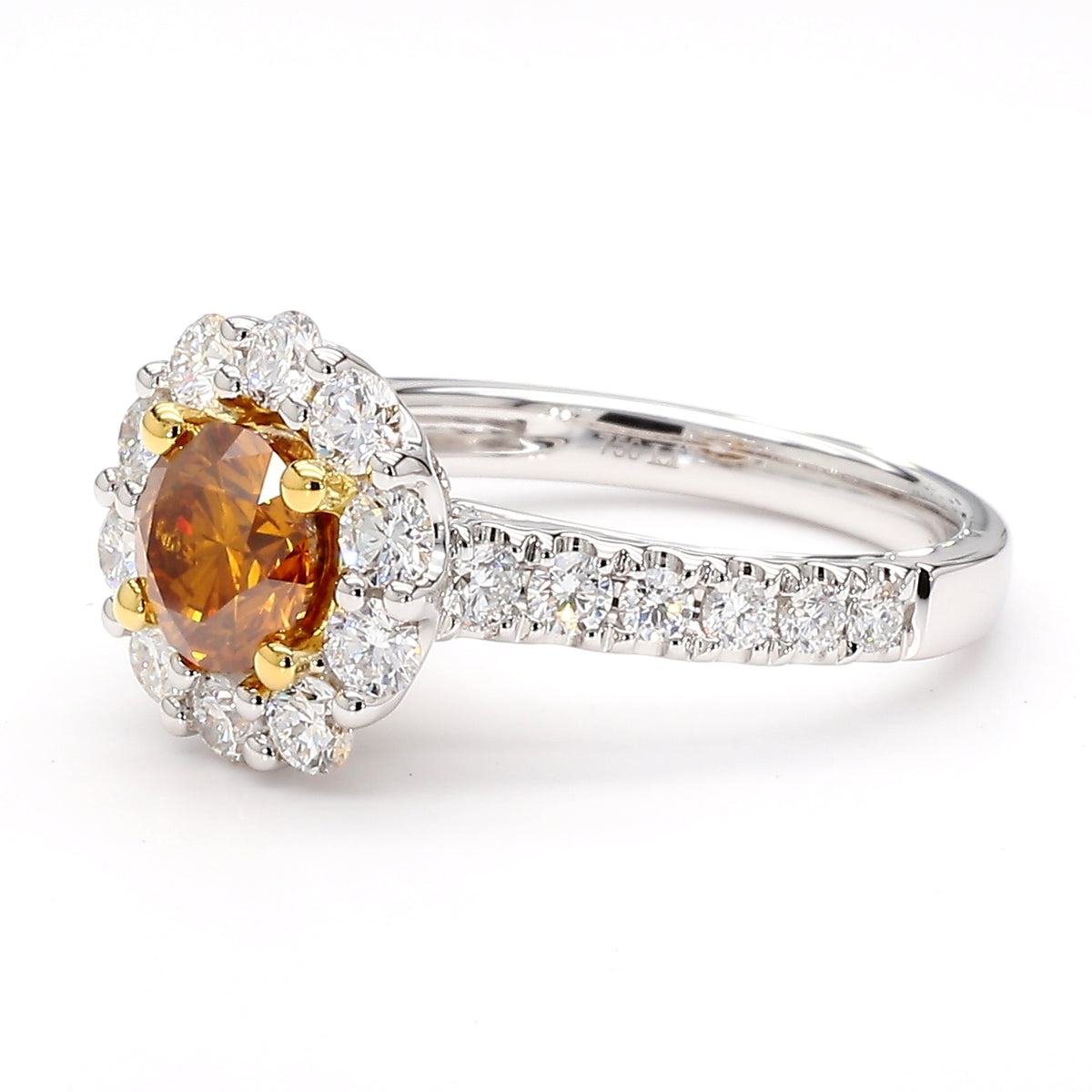 Natural Orange Round Diamond Ring | GIA Certified
