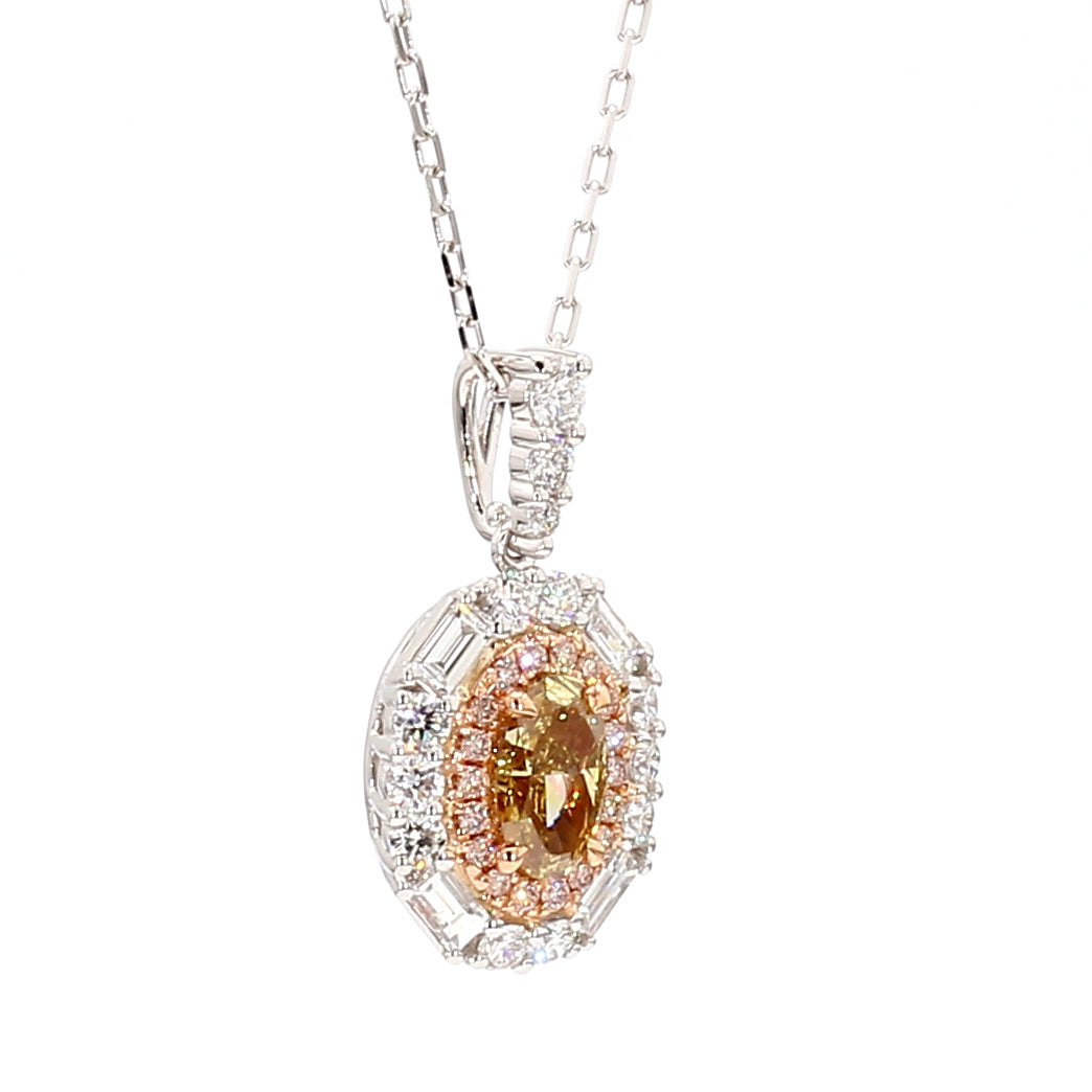 Natural Yellow Oval Diamond Pendant Gia Certified