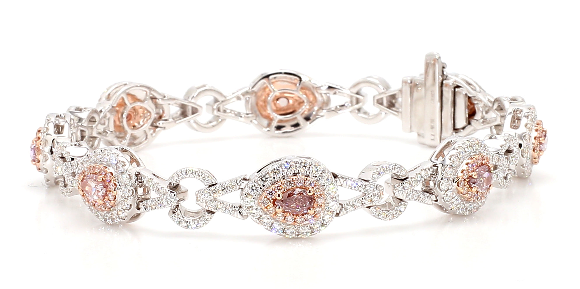 Natural Pink Pear Diamond Bracelet Gia Certified