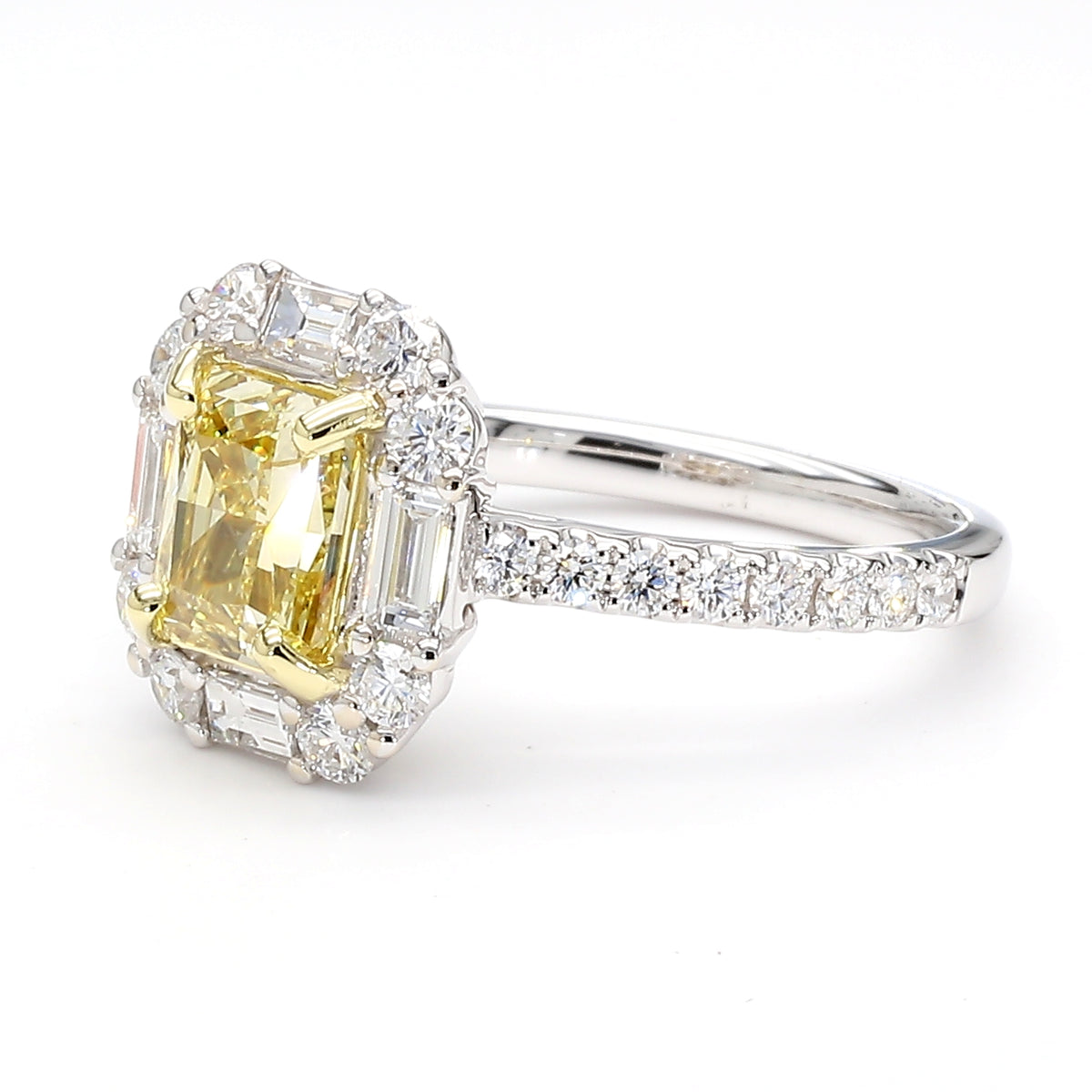 Natural Yellow Radiant Diamond Ring | GIA Certified