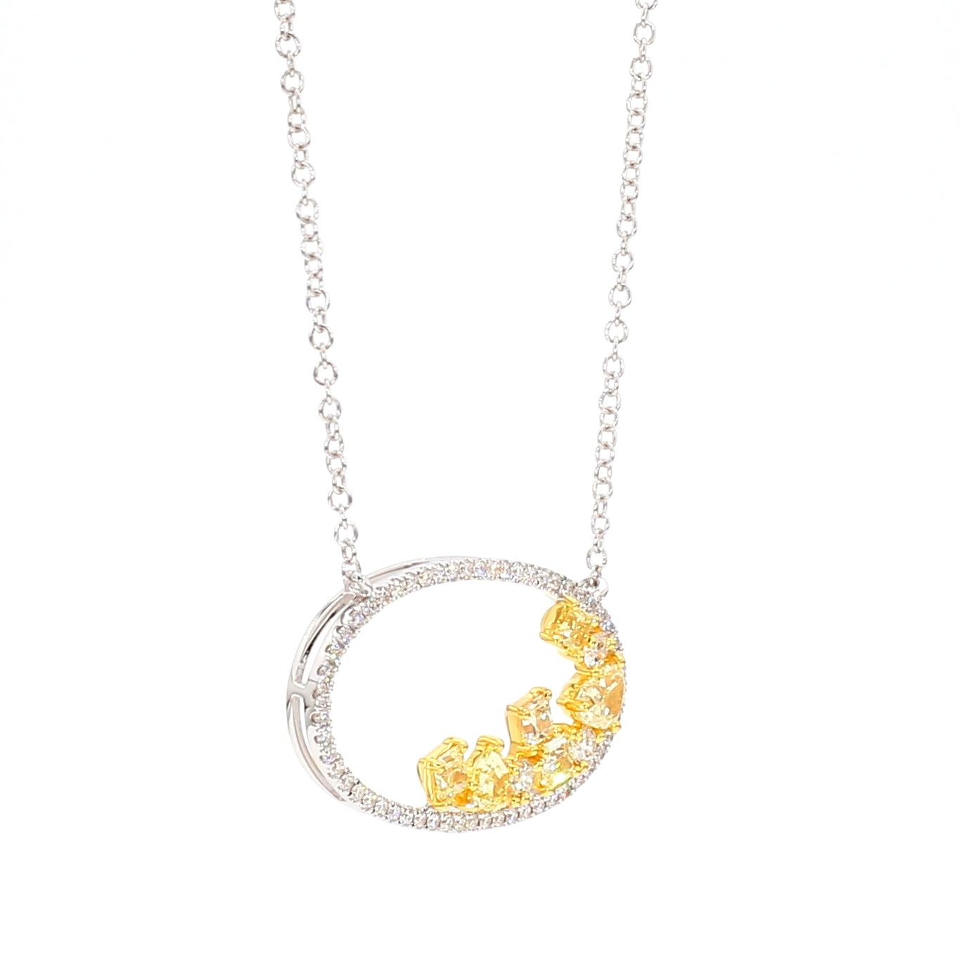 Natural Yellow Radiant Diamond Necklace