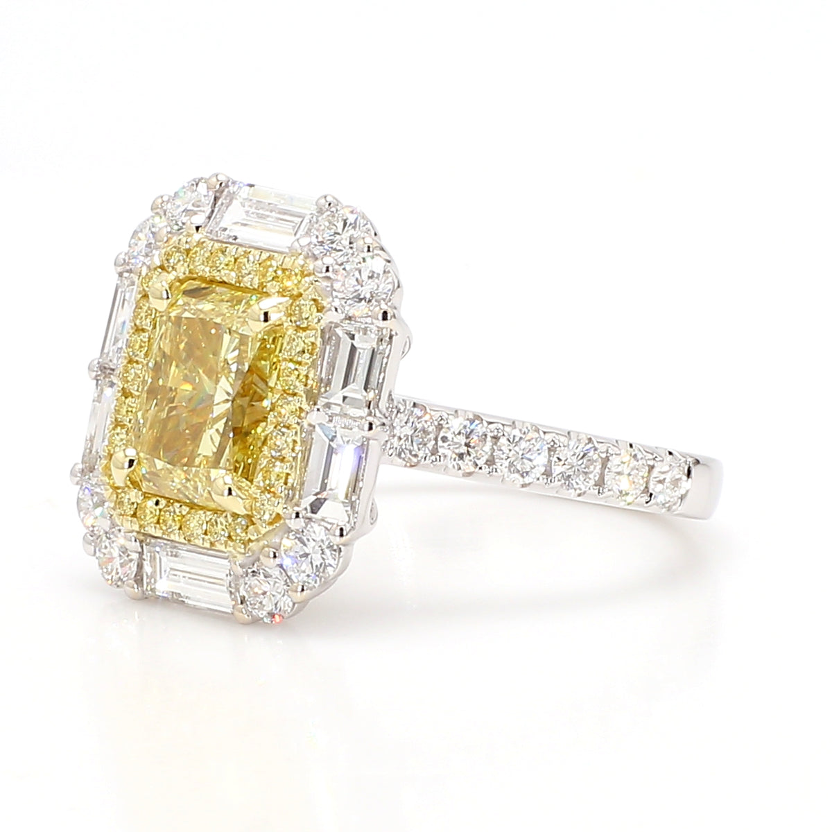 Natural Yellow Radiant Diamond Ring | GIA Certified