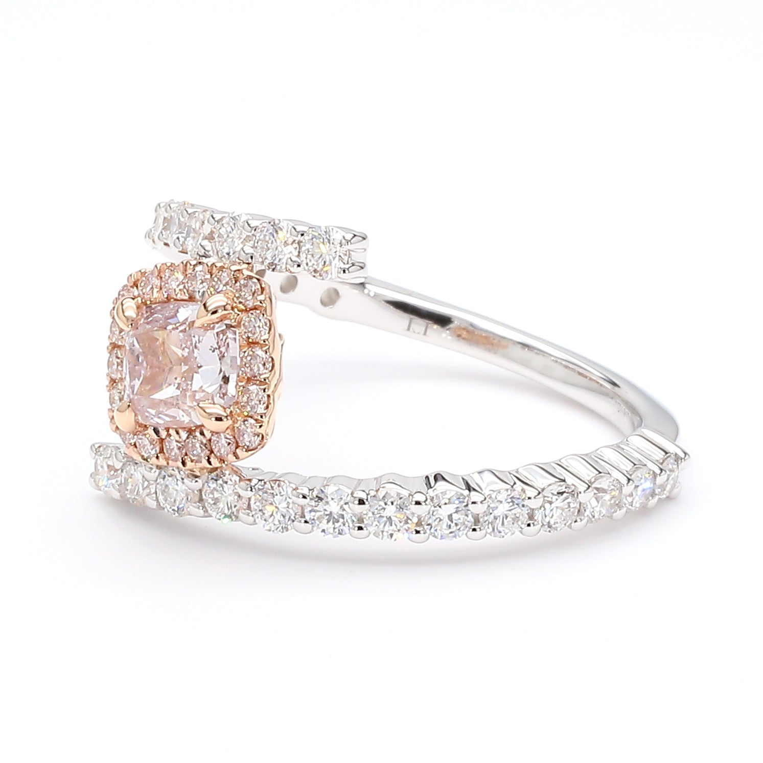 Natural Pink Cushion Diamond Ring Gia Certified