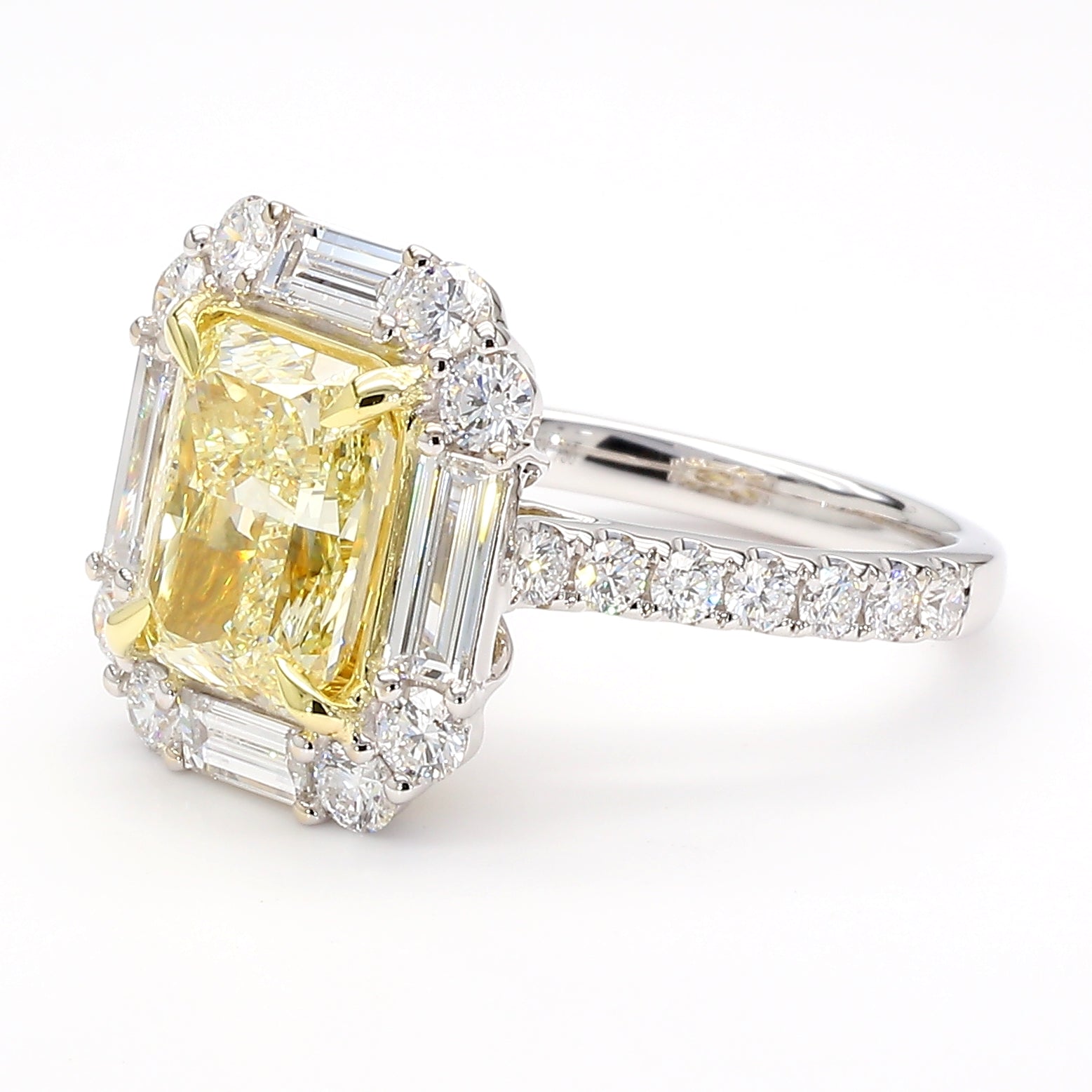 Natural Yellow Radiant Diamond Ring Gia Certified