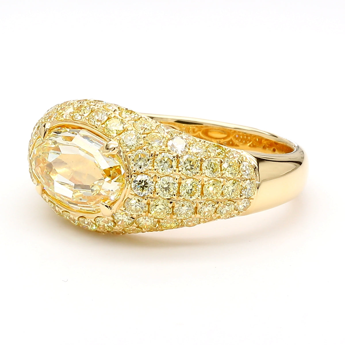 Natural Yellow Oval Diamond Ring | GIA Certified