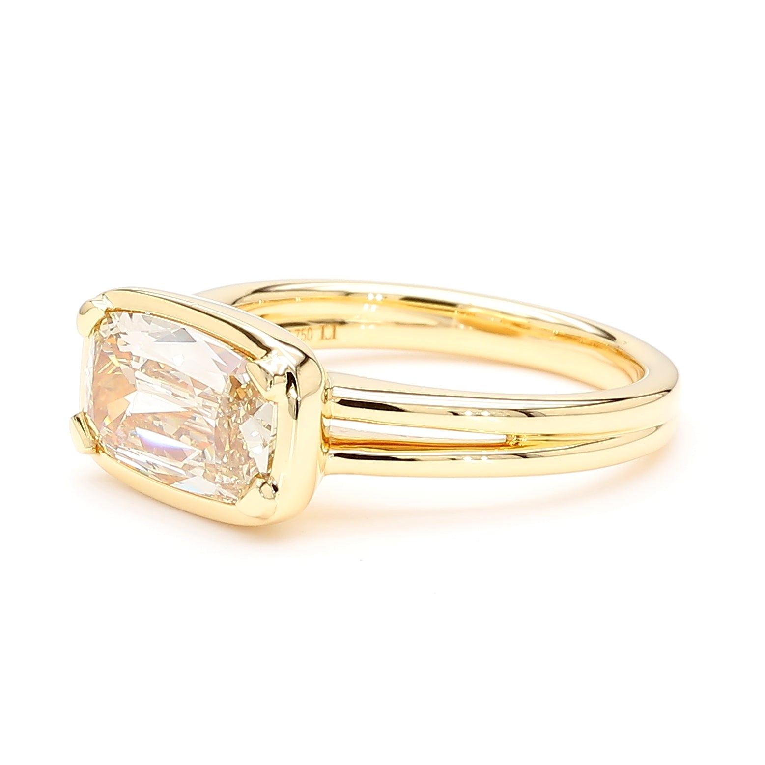 Natural Yellow Cushion Diamond Bezel Ring | GIA Certified