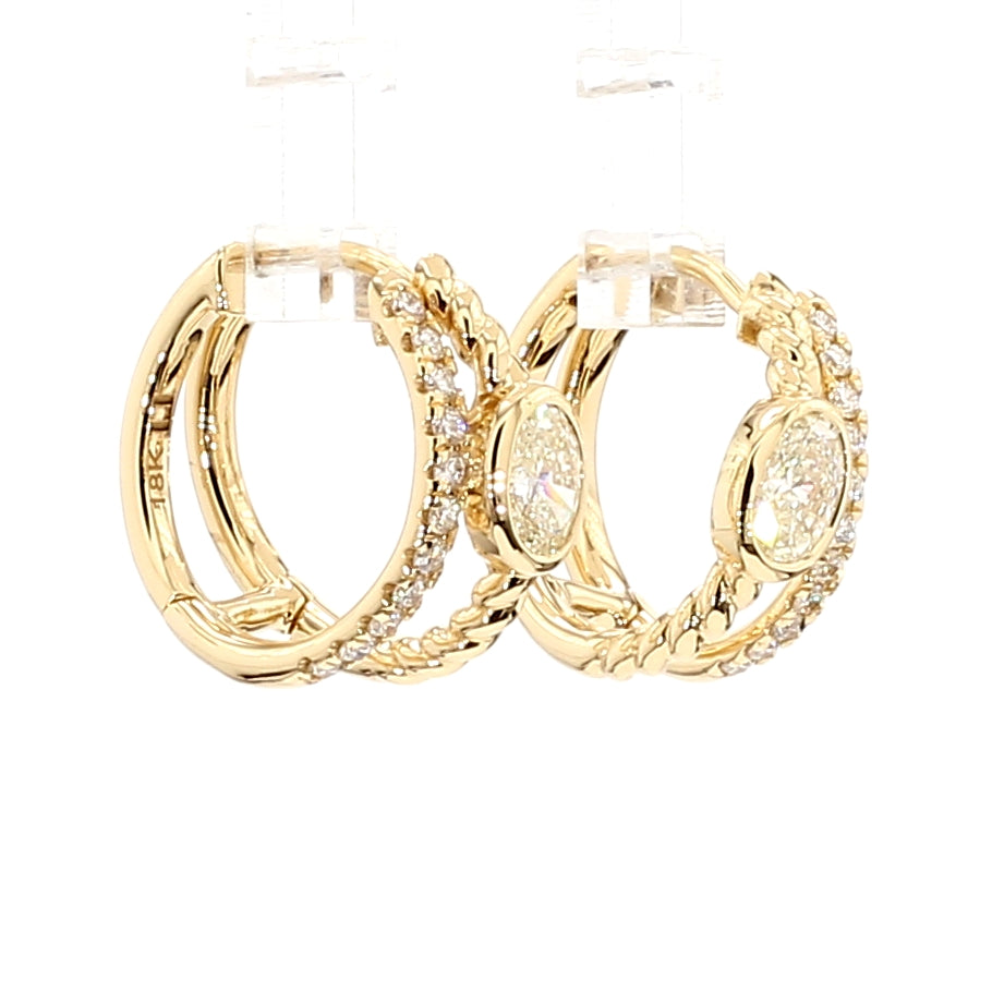 Natural White Oval Diamond Earring