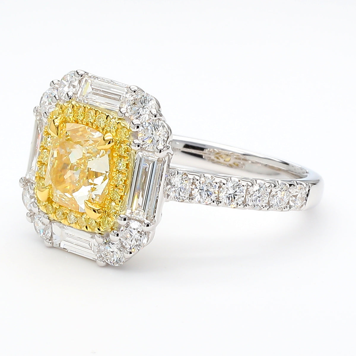 Natural Yellow Cushion Diamond Ring | GIA Certified