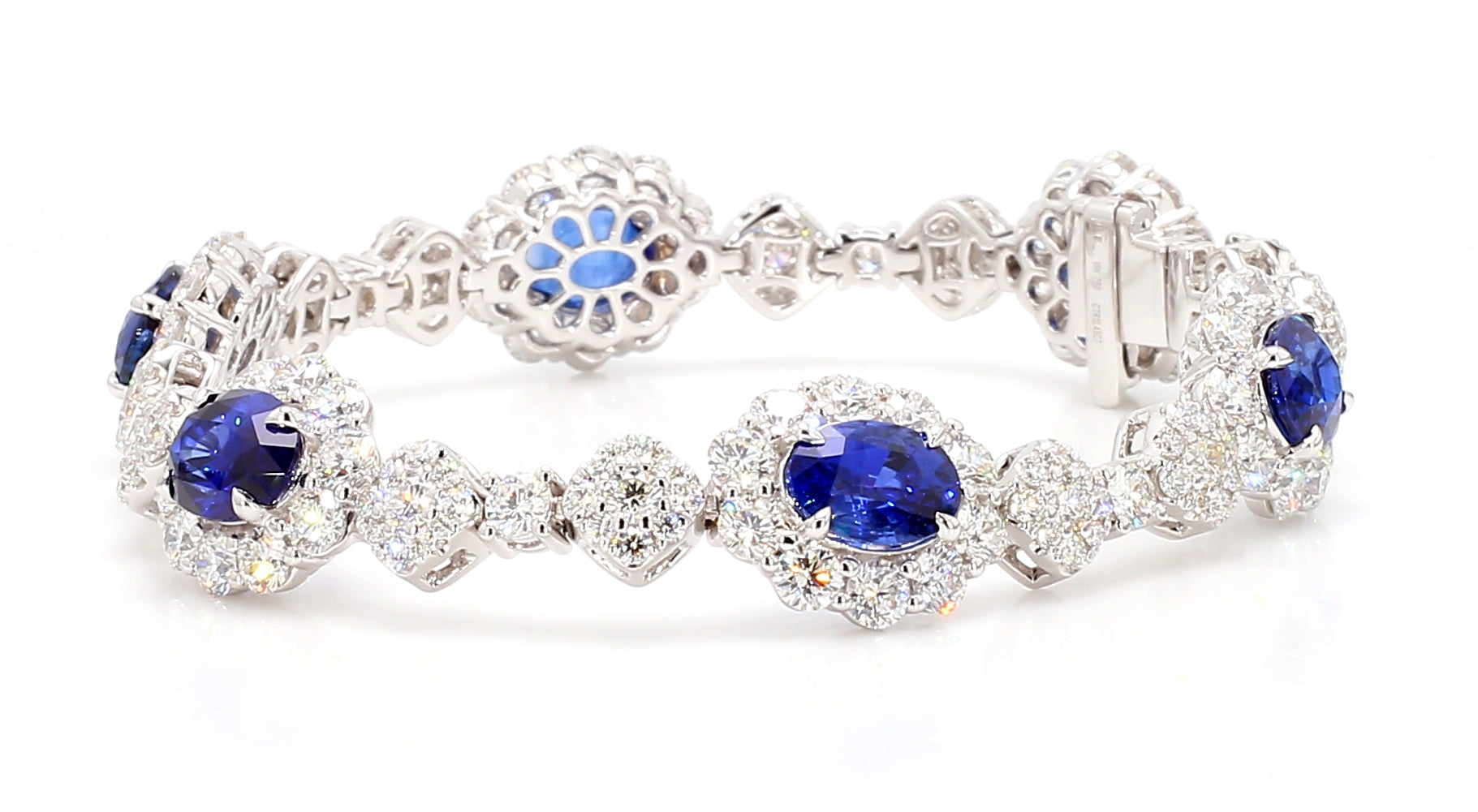 Natural Blue Oval Sapphire & Diamond Bracelet Gia CERTIFIED