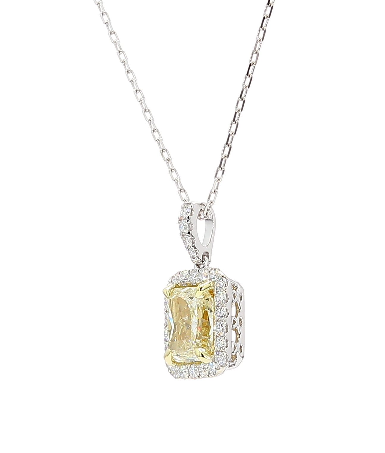 Natural Yellow Radiant Diamond Pendant Gia Certified