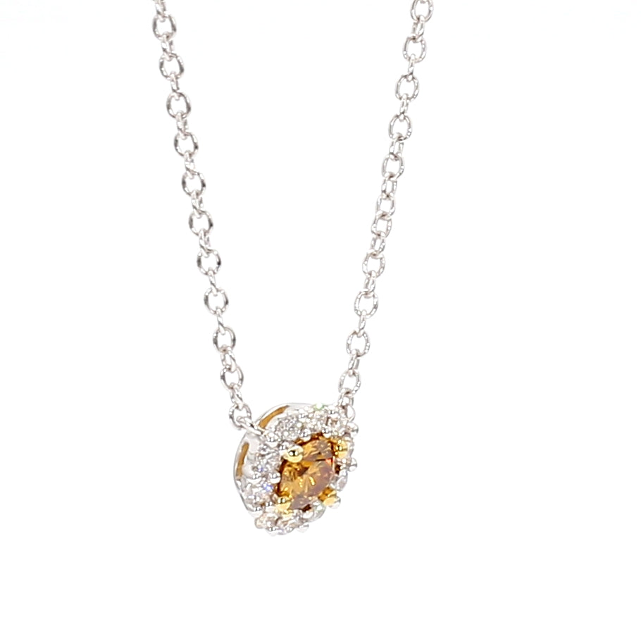 Natural Orange Round Diamond Necklace | GIA Certified