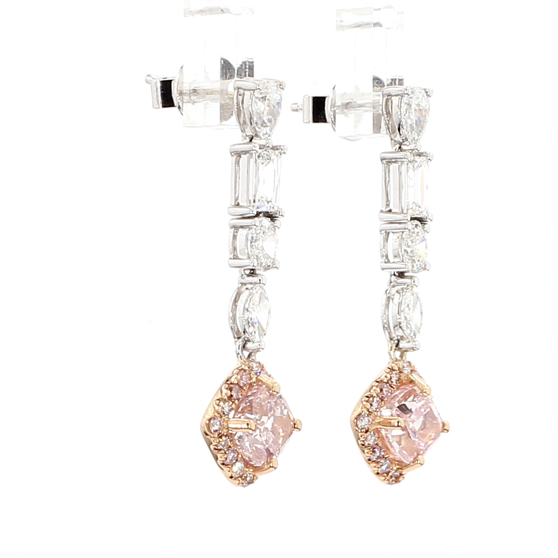 Natural Purple Cushion Diamond Earring Gia Certified