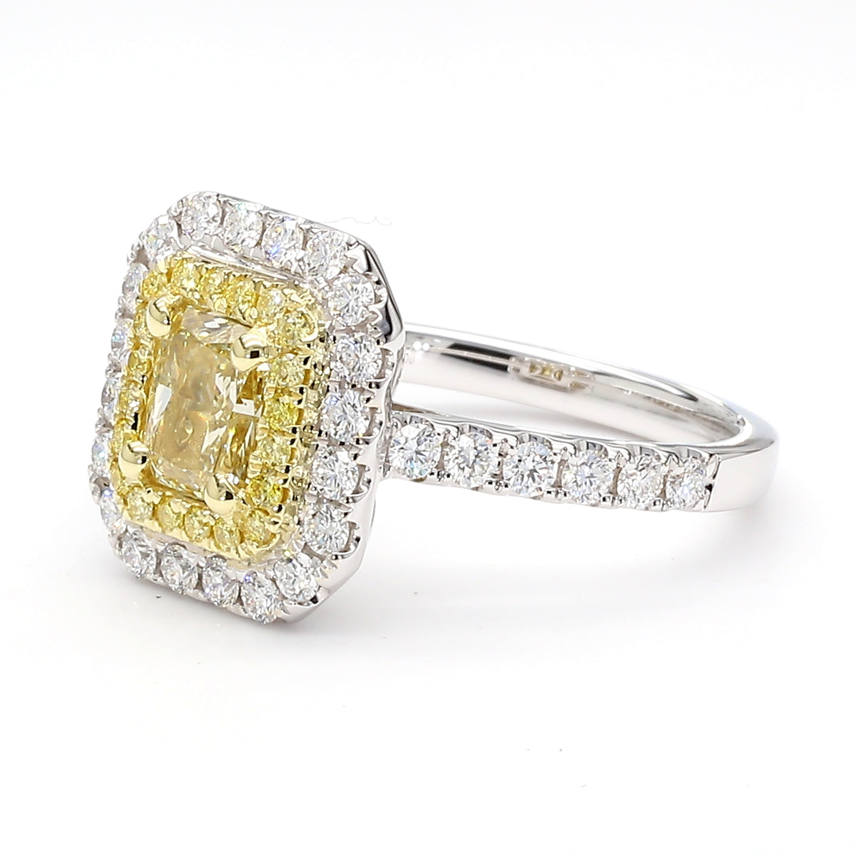 Natural Yellow Radiant Diamond Ring | GIA Certified