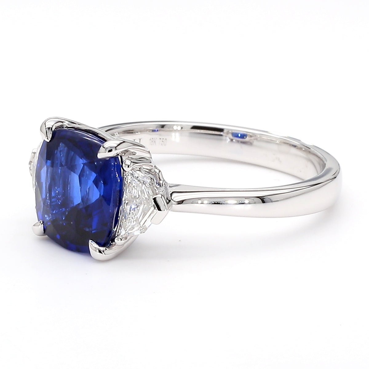 Natural Blue Cushion Diamond Ring | GIA Certified