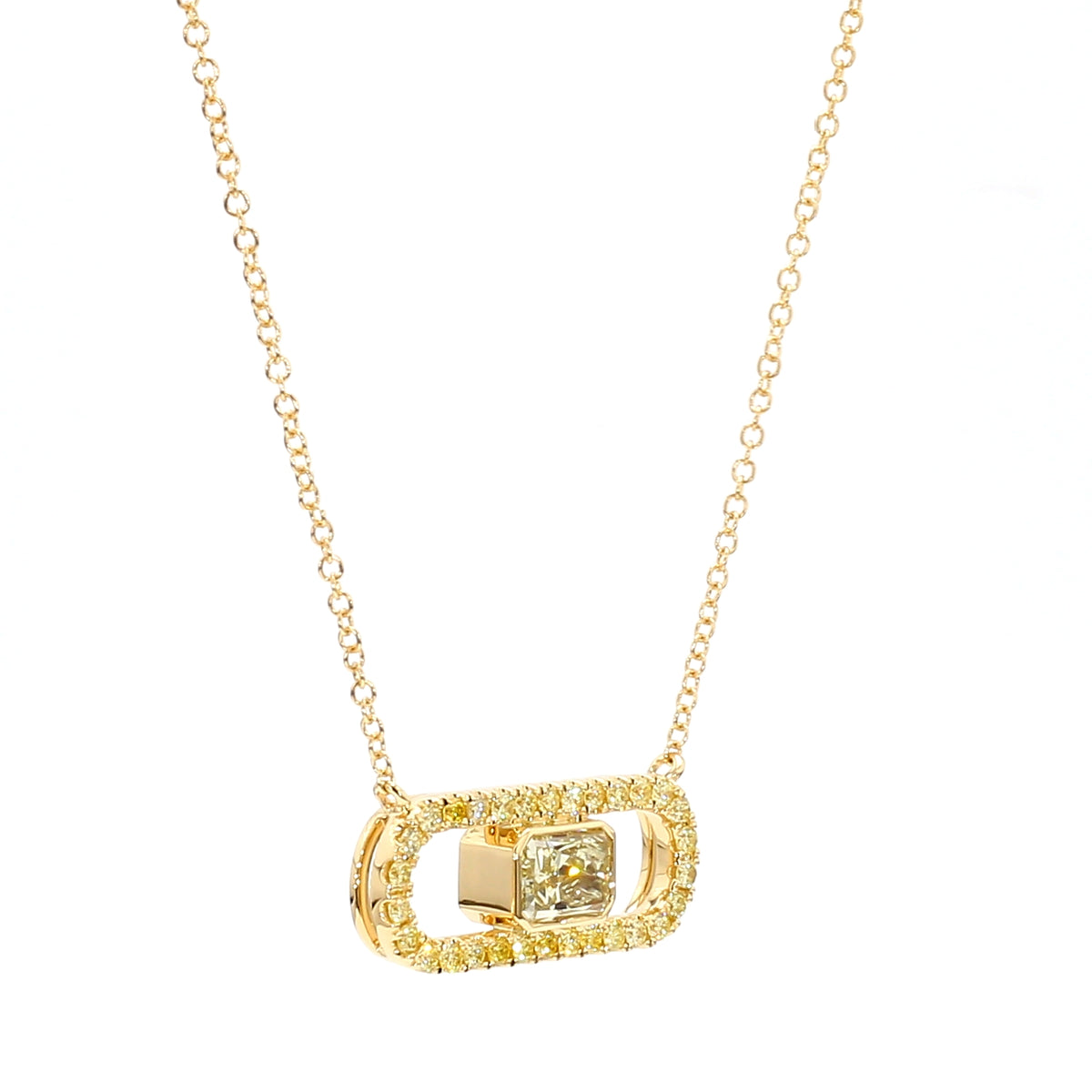 Natural Yellow Radiant Diamond Necklace | GIA Certified