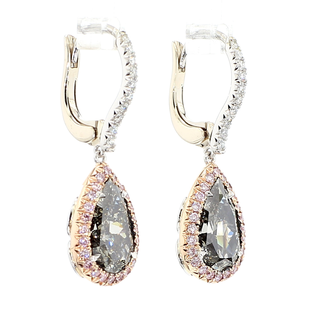Natural Gray Pear Diamond Earring GIA Certified product image 2