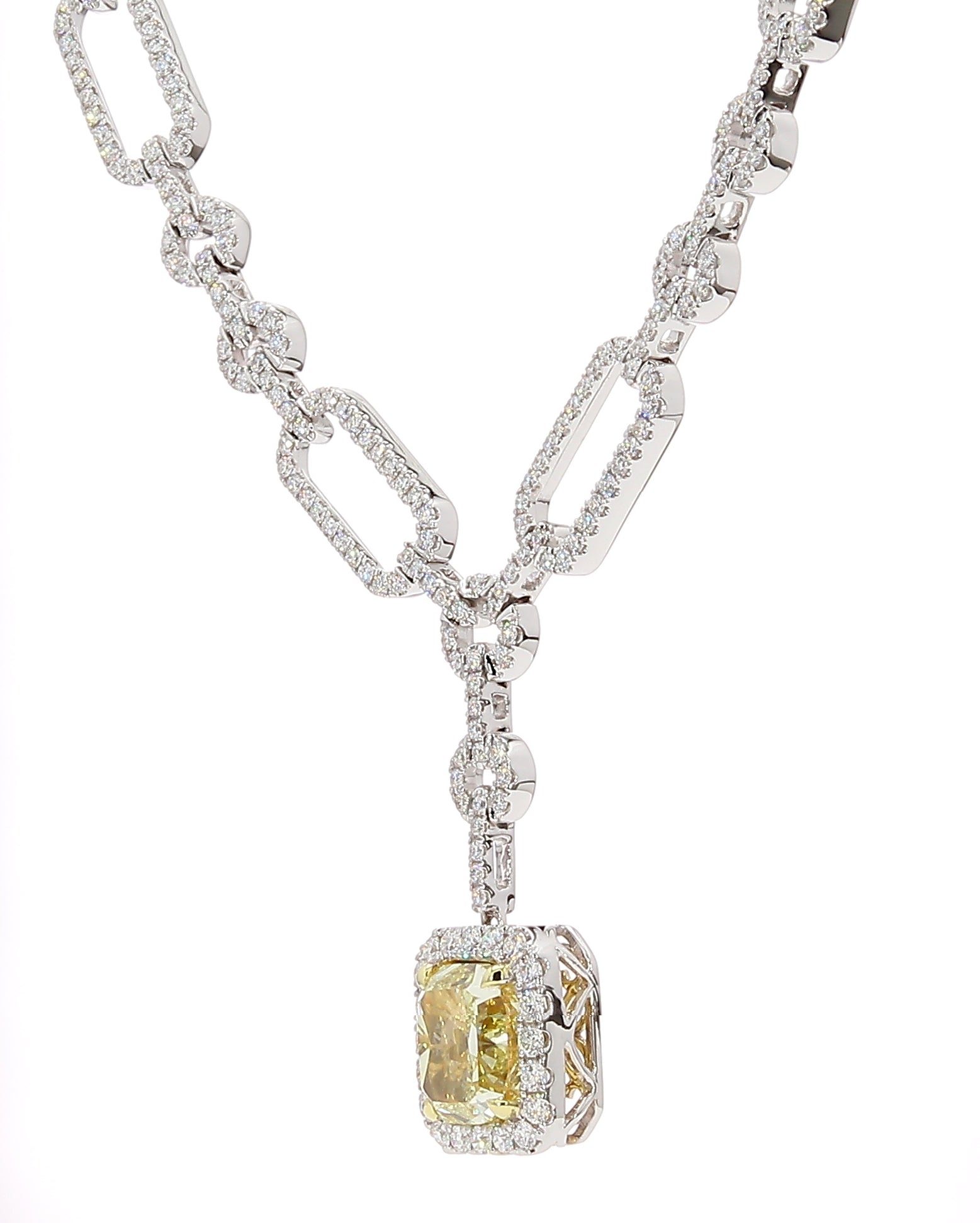 Natural Yellow Cushion Diamond Necklace Gia Certified