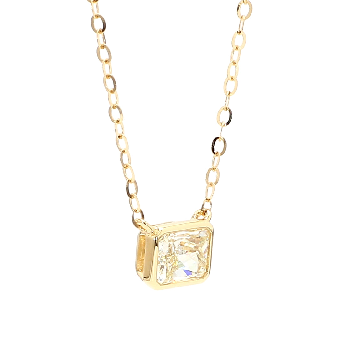 Natural Yellow Radiant Diamond Necklace Gia Certified