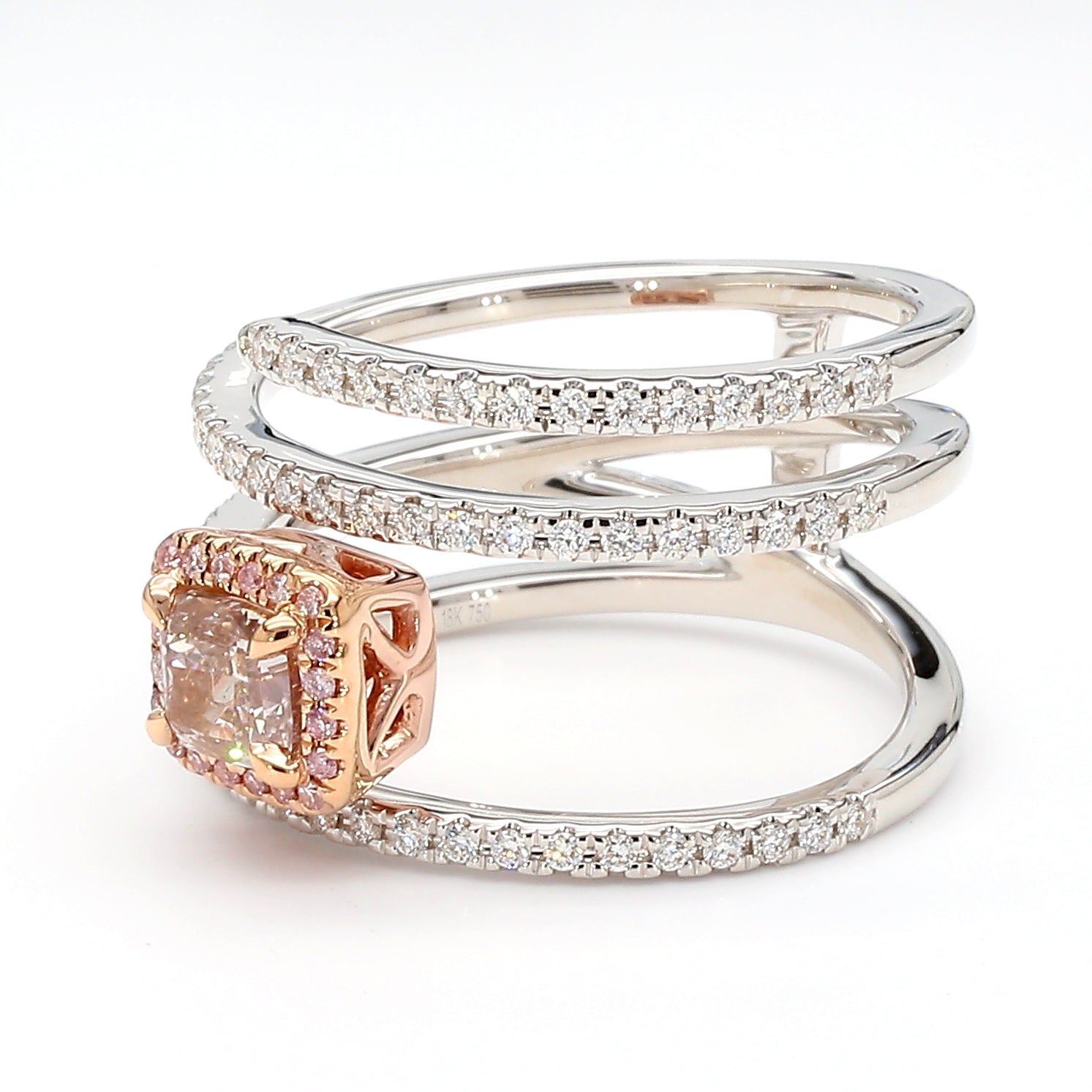 Natural Pink Cushion Diamond Ring Gia Certified