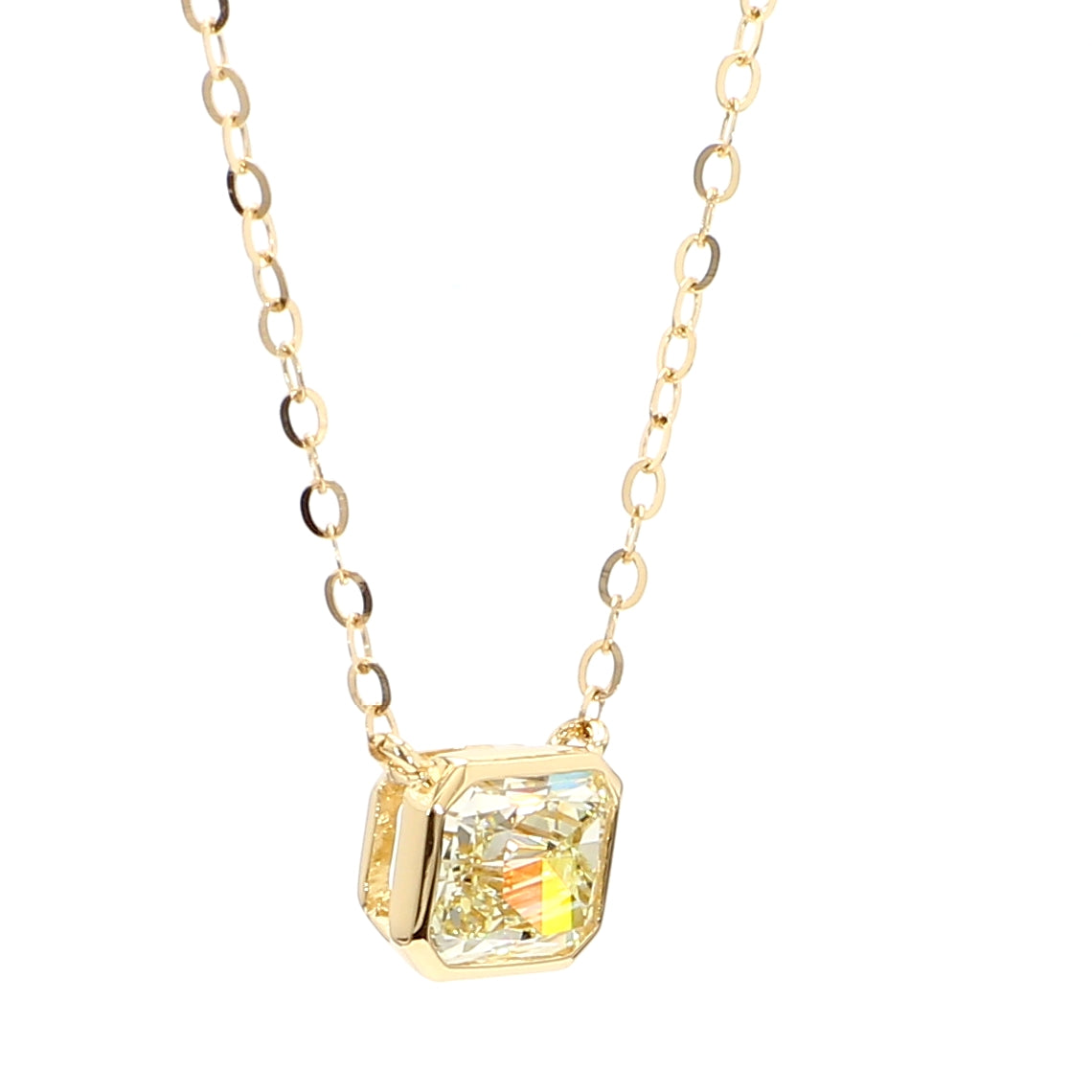 Natural Yellow Radiant Diamond Necklace Gia CERTIFIED