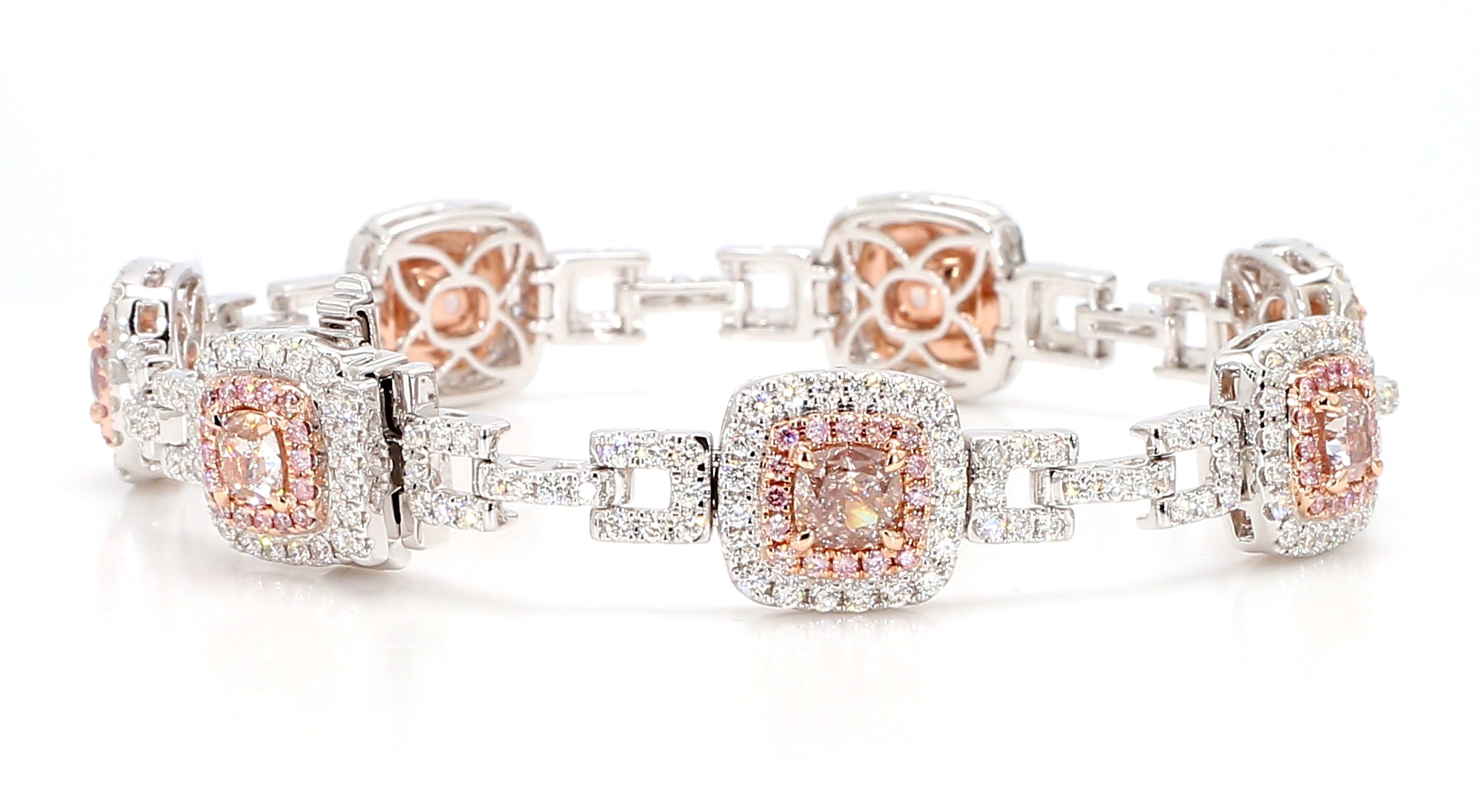 Natural Pink Cushion Diamond Bracelet Gia Certified
