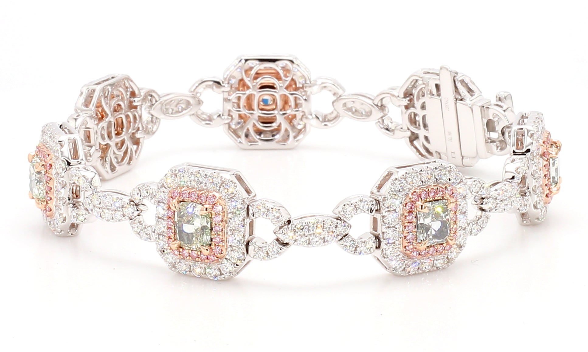 Natural Green Radiant Diamond Bracelet Gia Certified