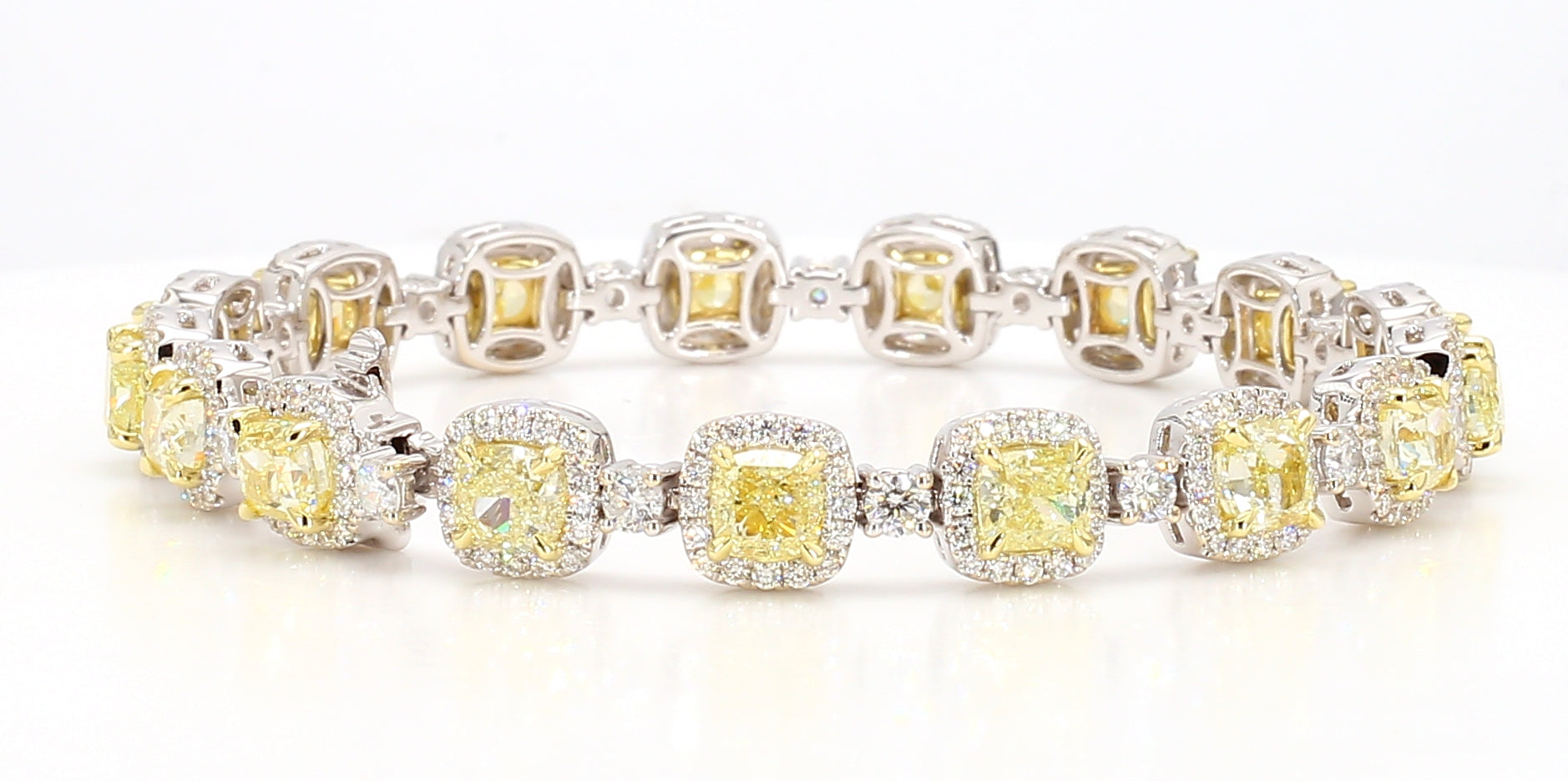 Natural Yellow Cushion Diamond Bracelet Gia Certified