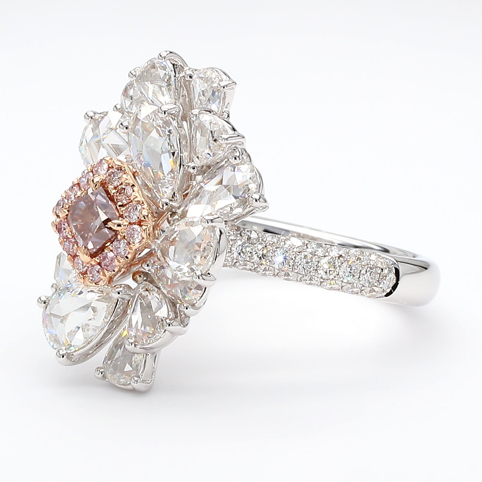 Natural Pink Cushion Diamond Ring Gia Certified