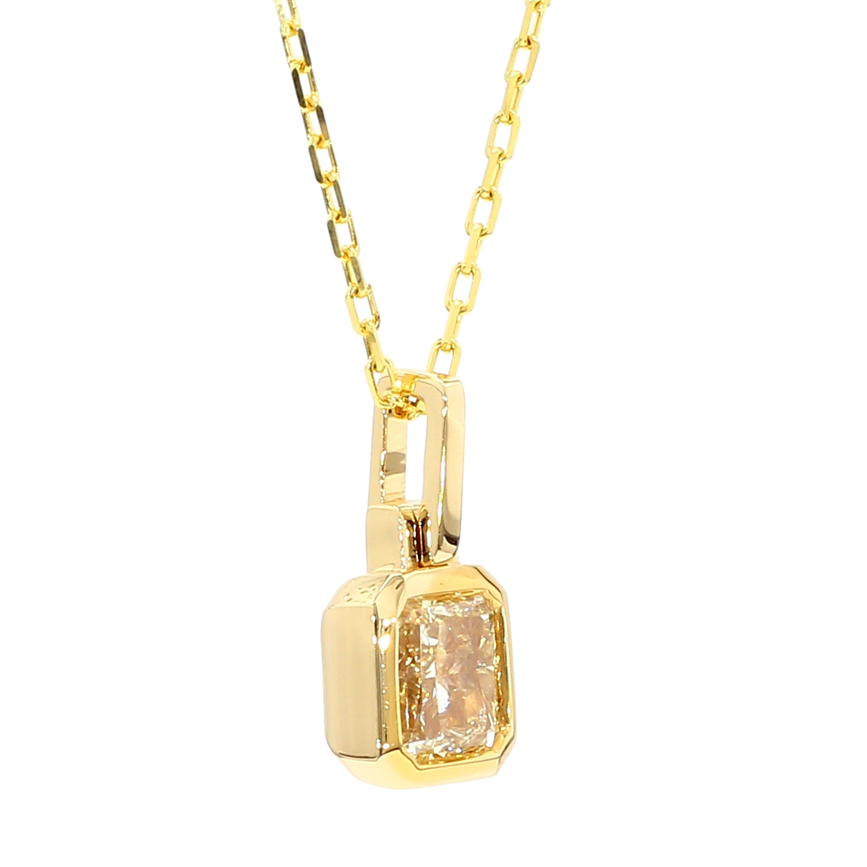 Natural Yellow Radiant Diamond Pendant Gia Certified