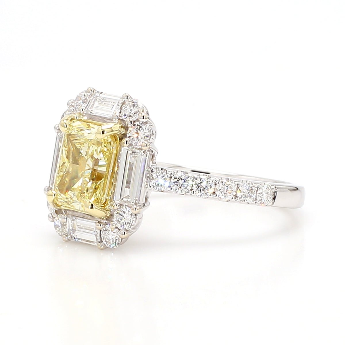 Natural Yellow Radiant Diamond Ring | GIA Certified