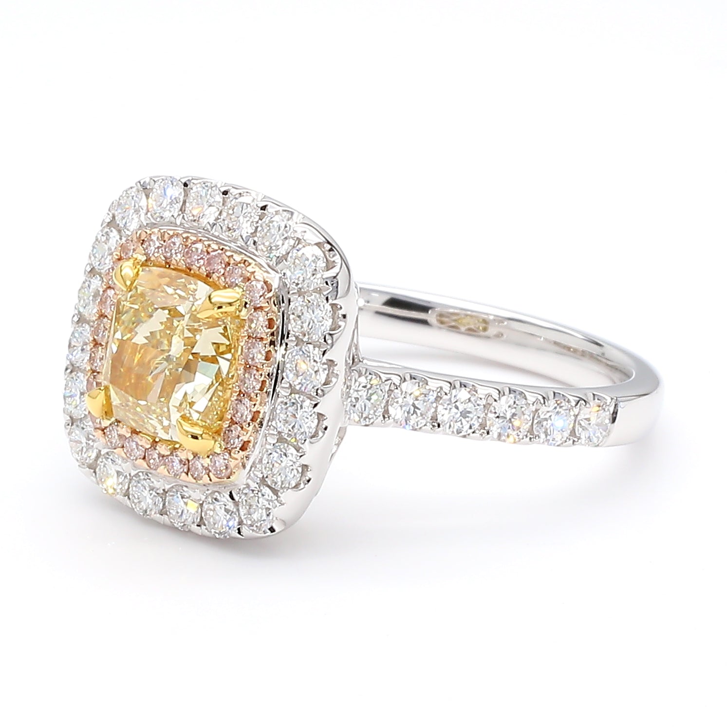 Natural Yellow Cushion Diamond Ring Gia Certified