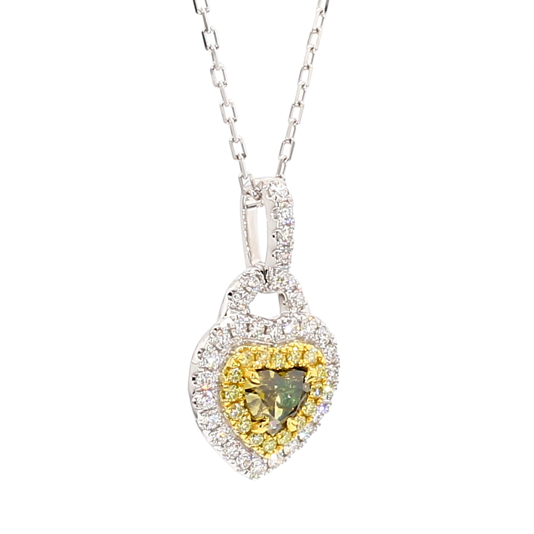 Natural Green Heart Diamond Pendant Gia Certified